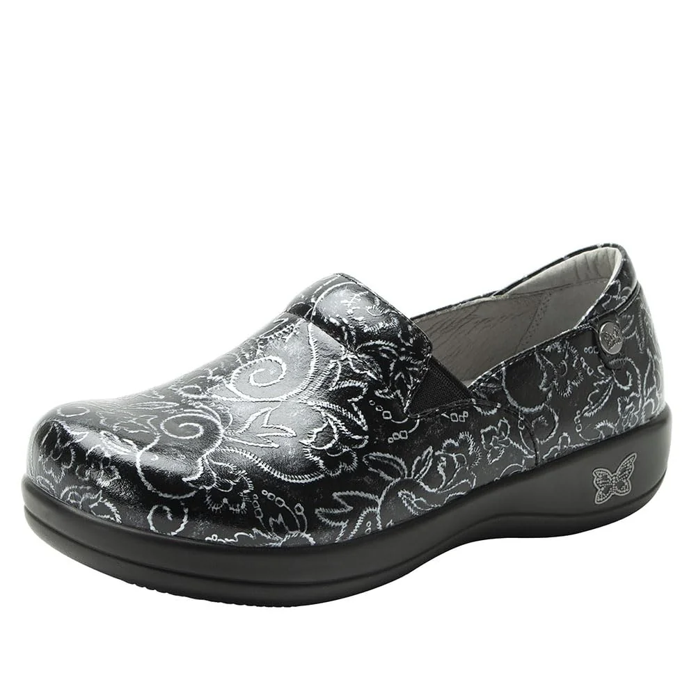 Alegria black patterned clog