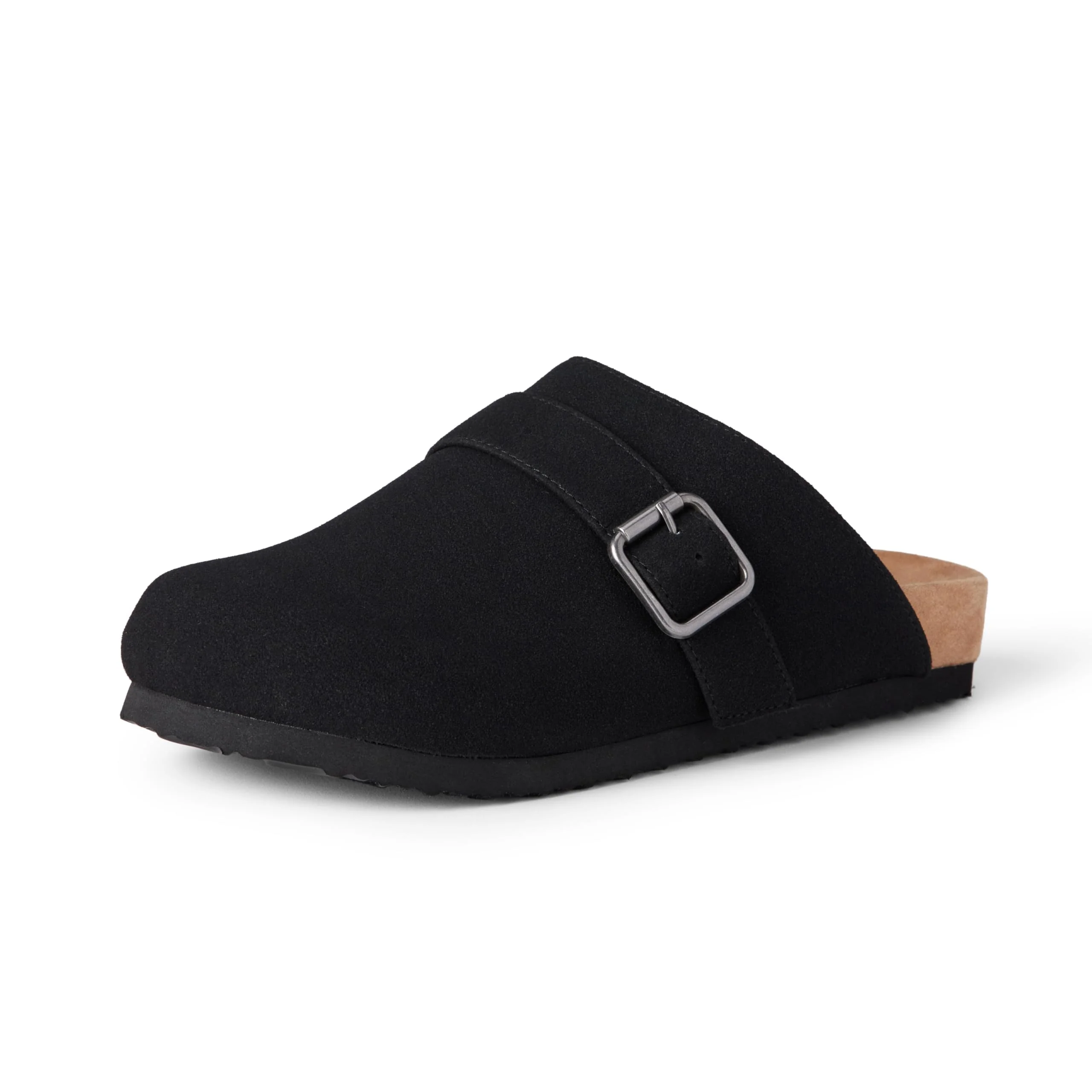 Amazon Essentials black suede buckle clog