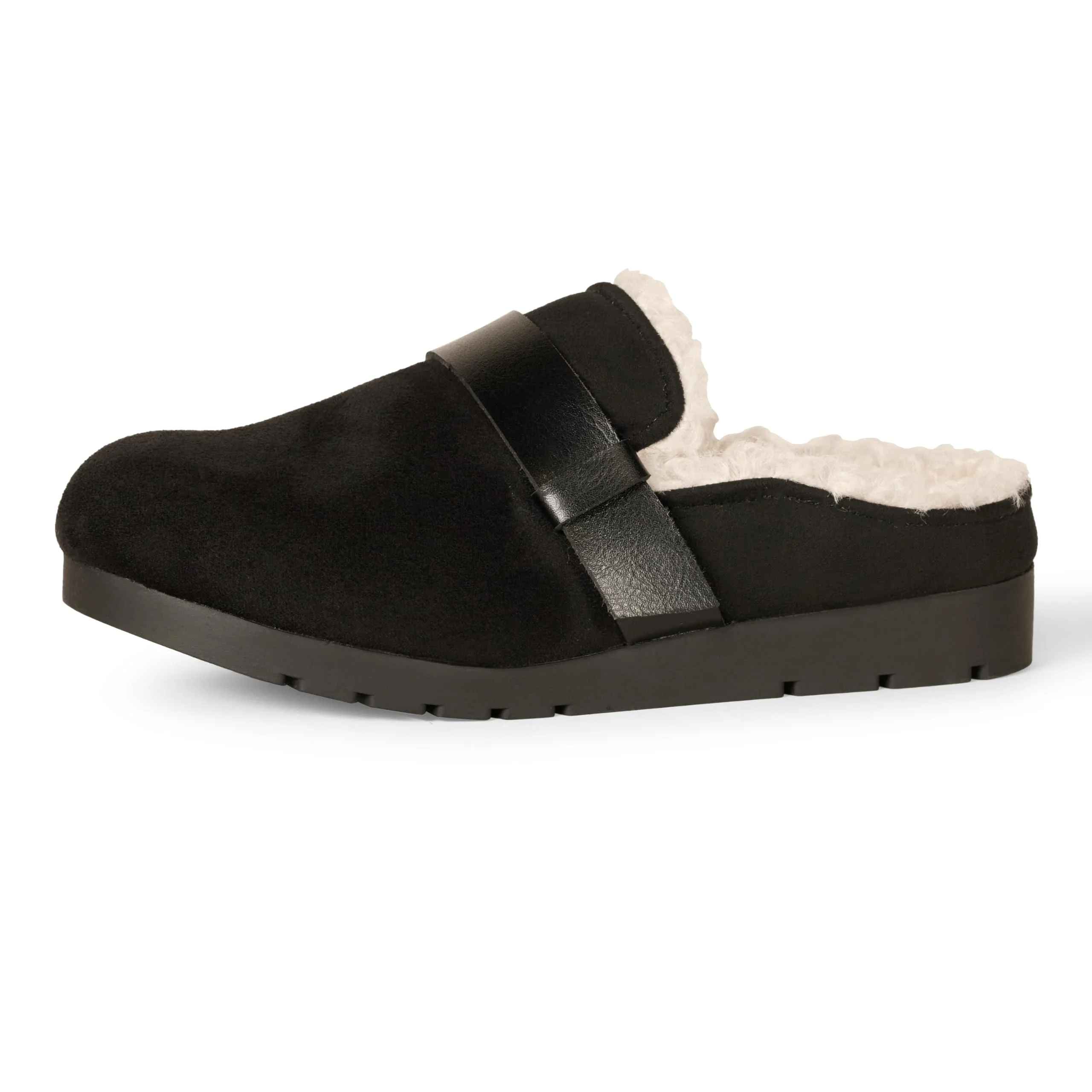 Amazon Essentials black shearling-lined mule