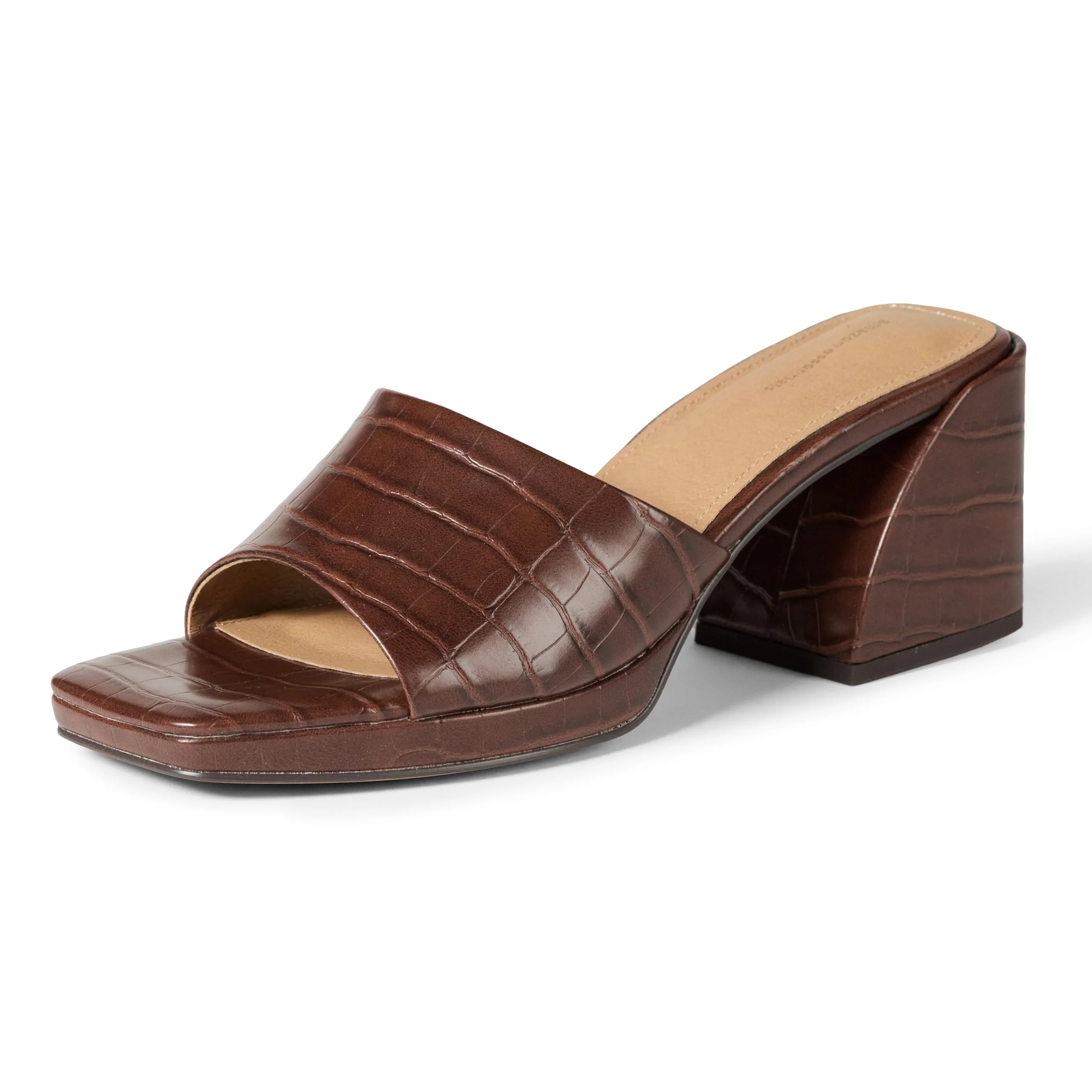 Amazon Essentials brown block-heel mule