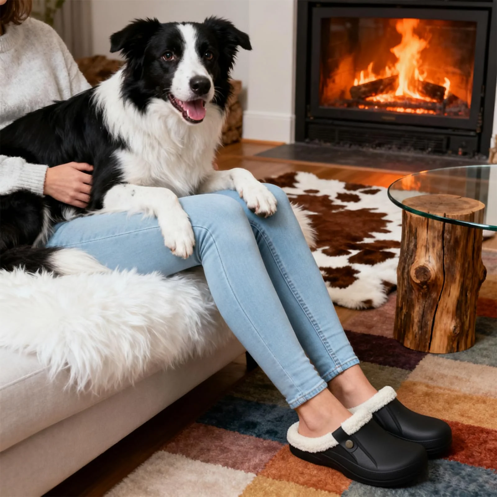 Beslip black fur-lined clog photo 2