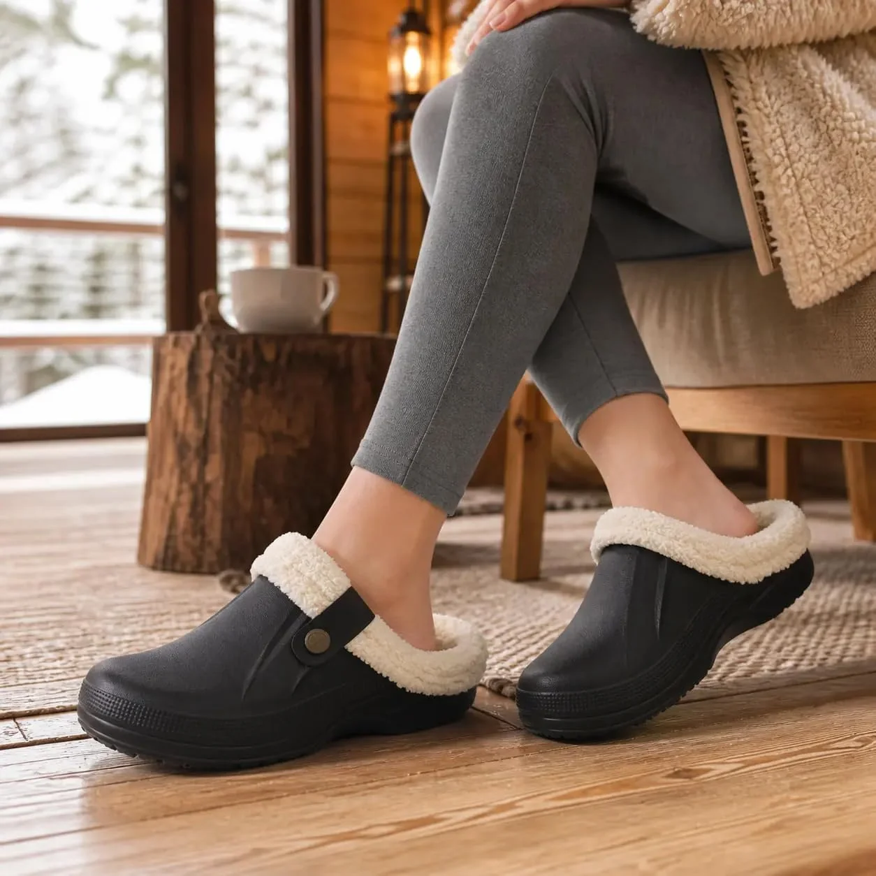 Beslip black fur-lined clog photo 3