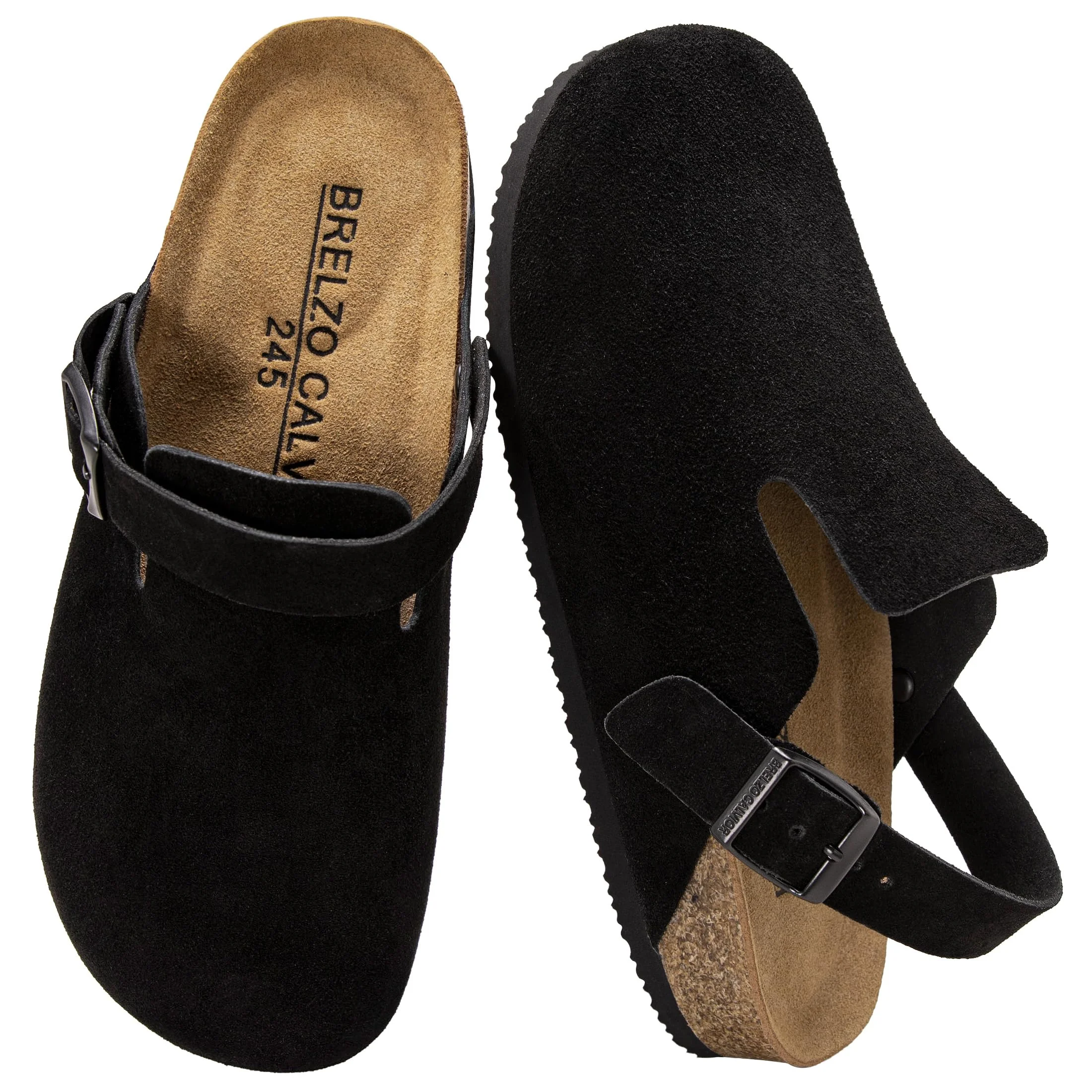 Brelzo Calvior black suede heel-strap clog