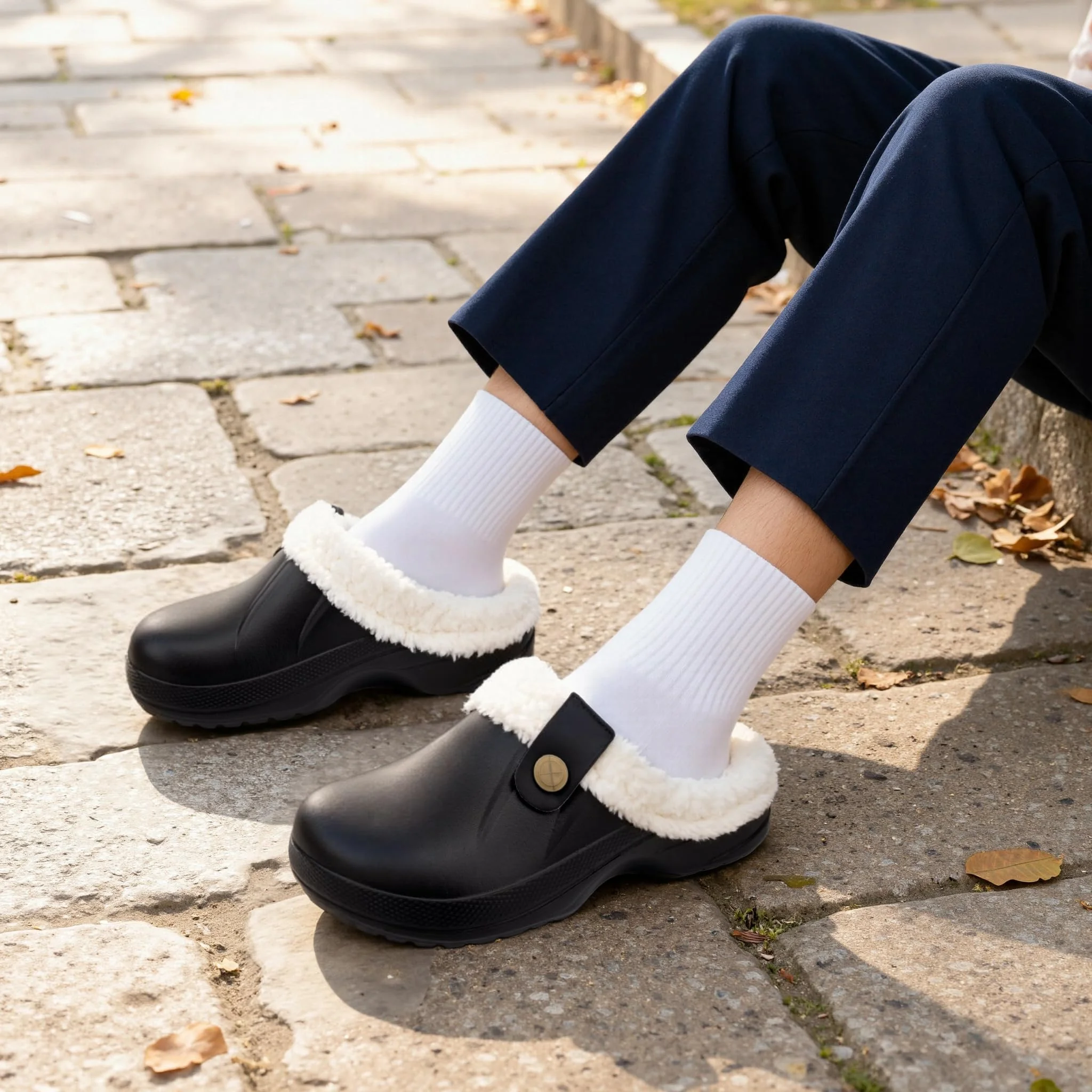 ChayChax black fur-lined clog photo 2