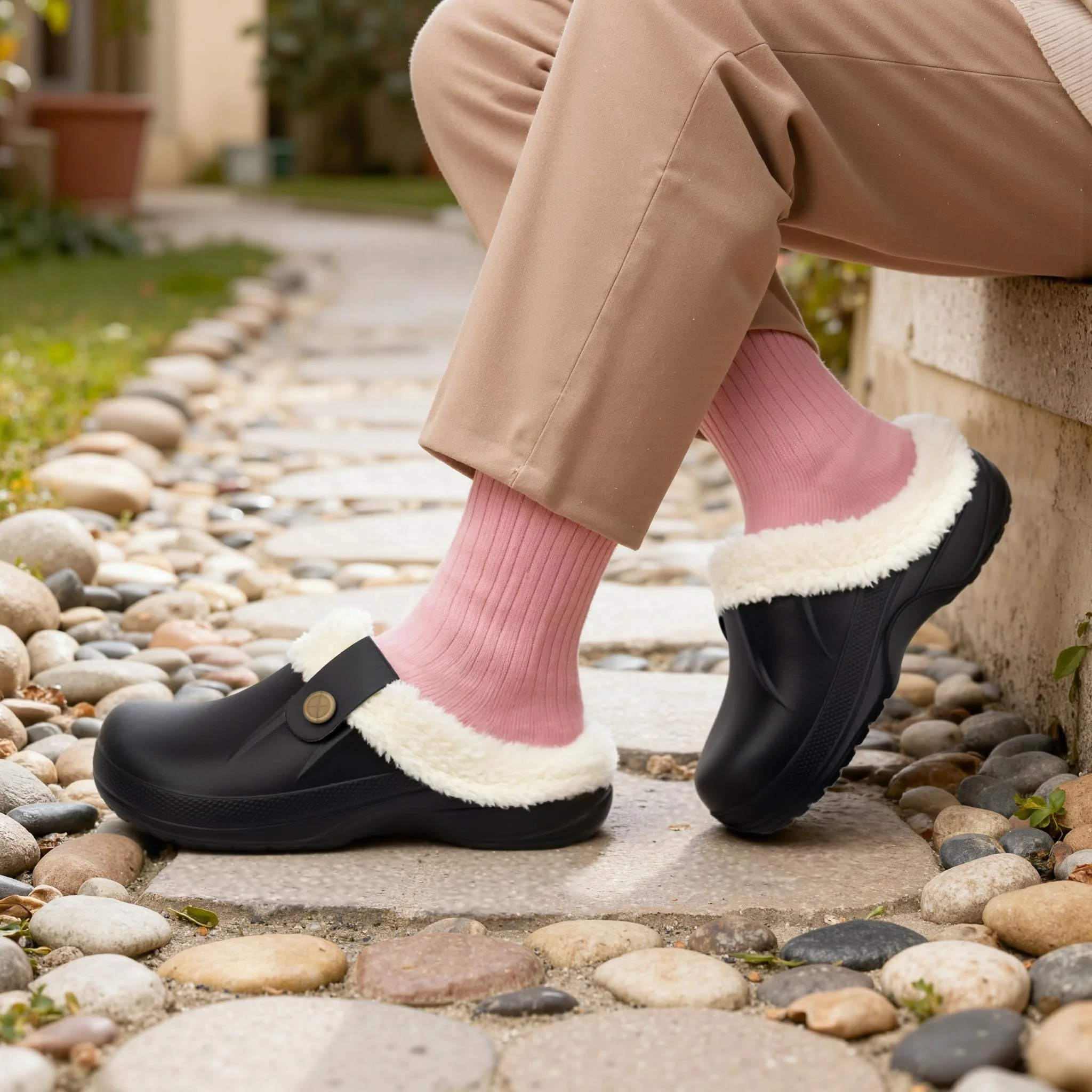 ChayChax black fur-lined clog photo 3