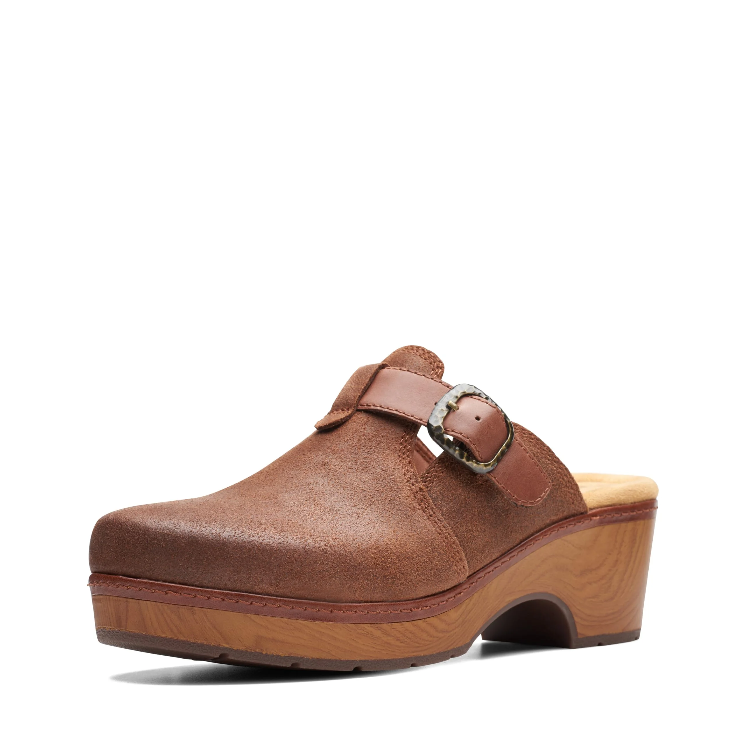 Clarks brown leather clog