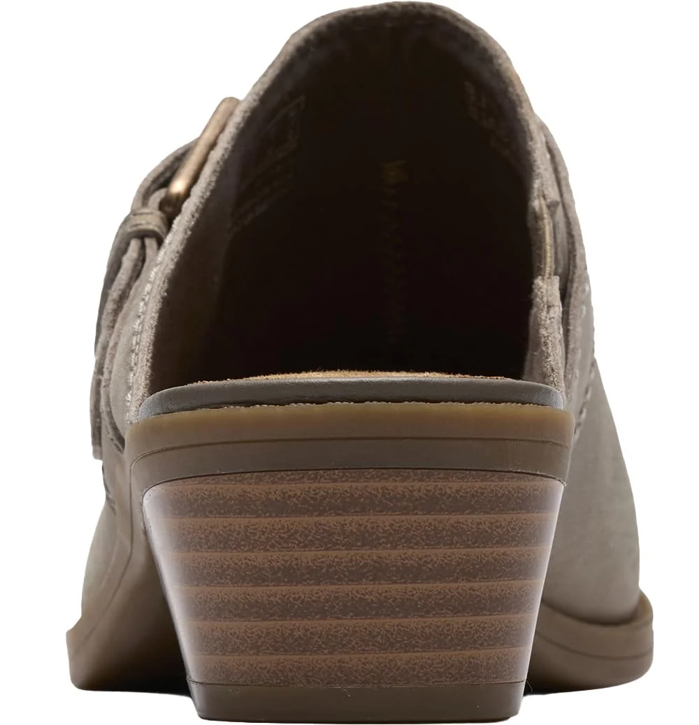 Clarks taupe leather buckle mule photo 2