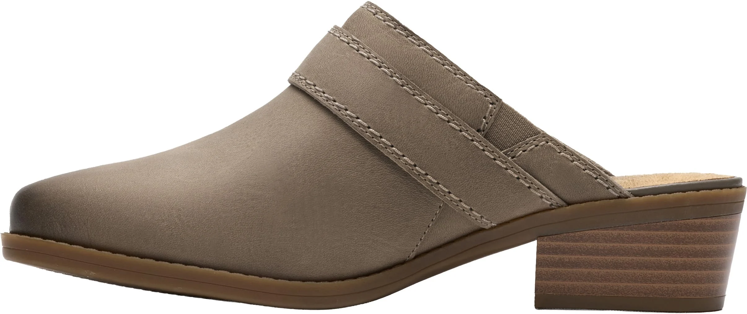 Clarks taupe leather buckle mule photo 3