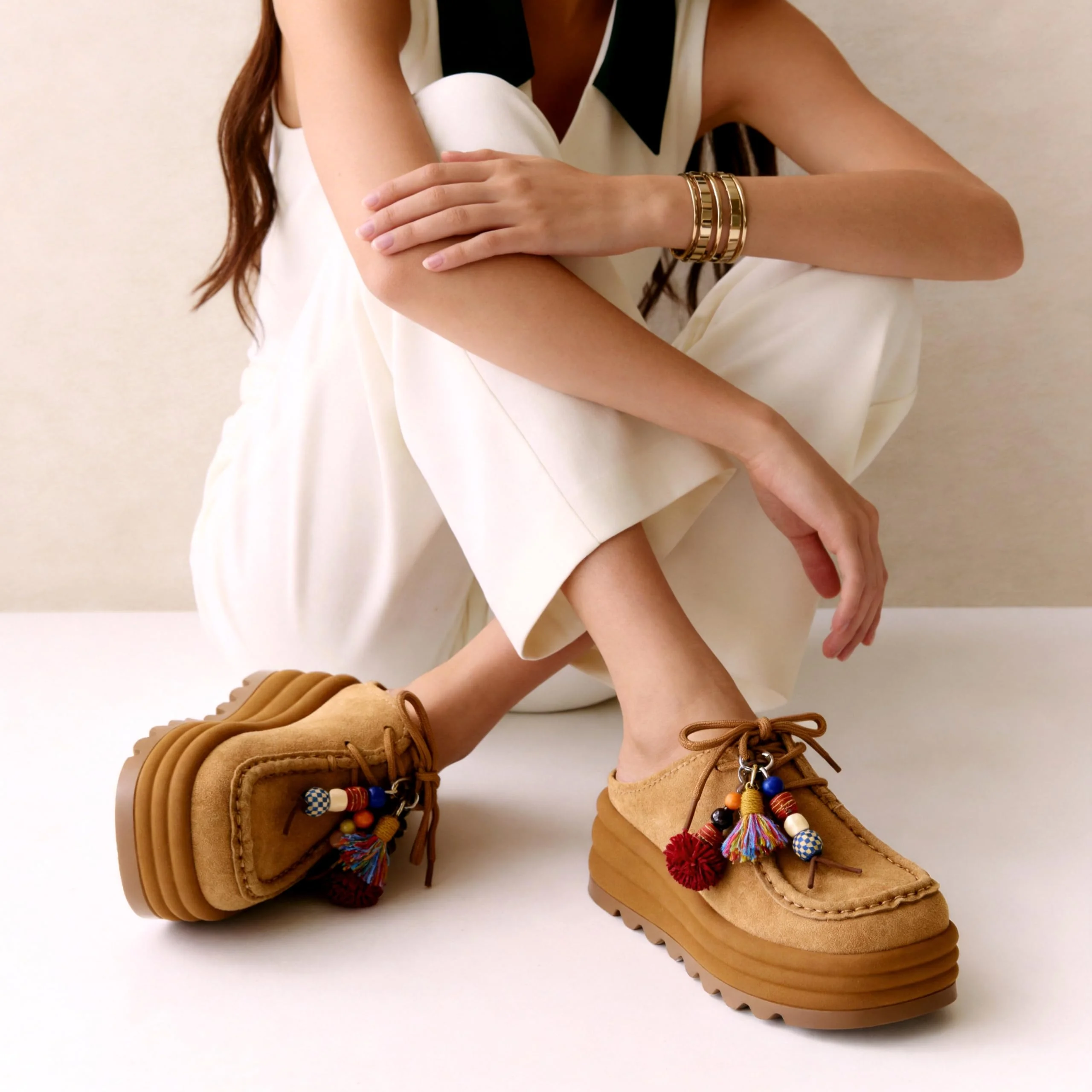 Tan Suede Platform Mule photo 2