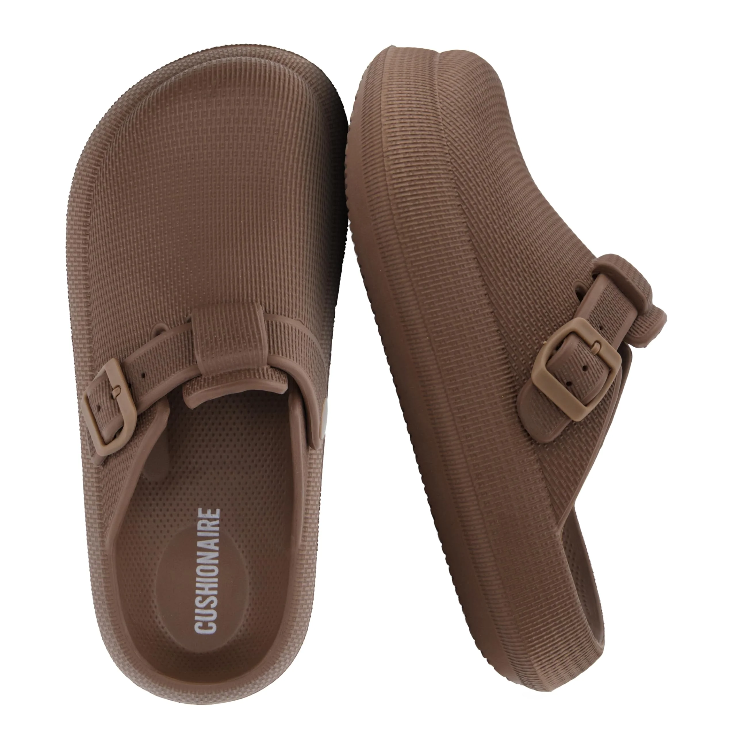 Cushionaire brown buckle clog