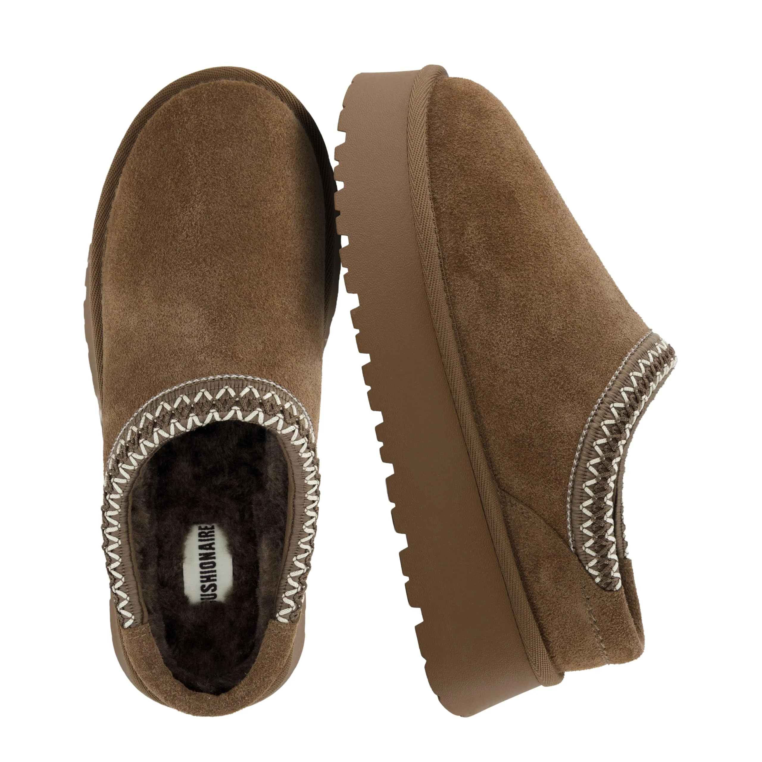 CUSHIONAIRE Brown Fuzzy Platform Clog