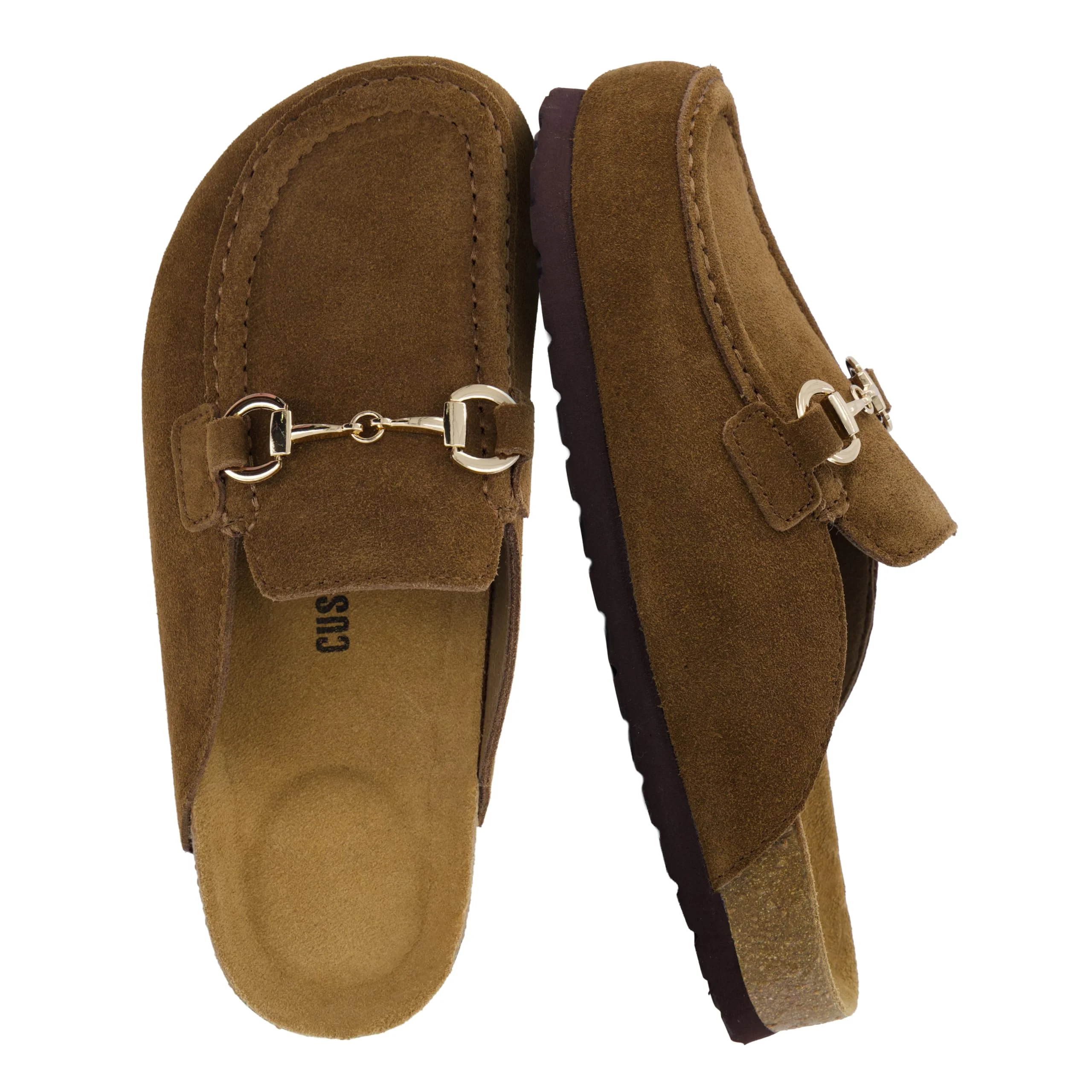 CUSHIONAIRE Brown Suede Bit Mule