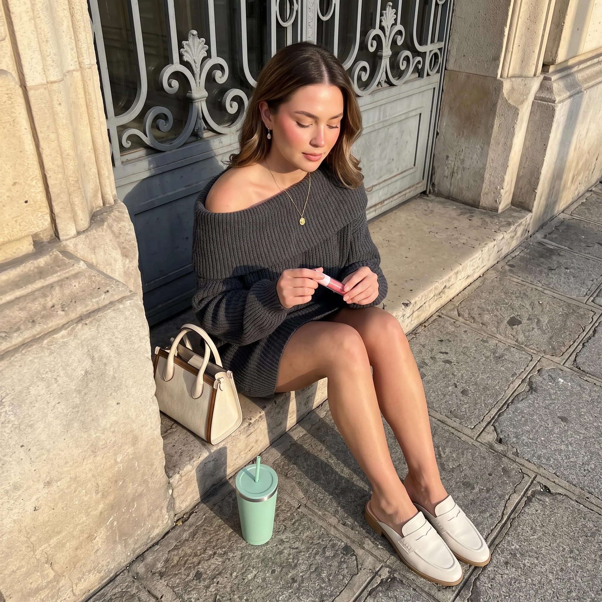 Cushionaire cream slip-on mule photo 2