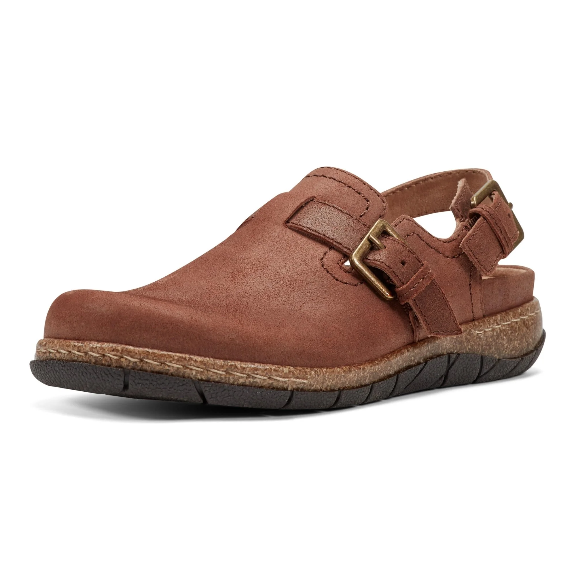 Earth brown leather clog