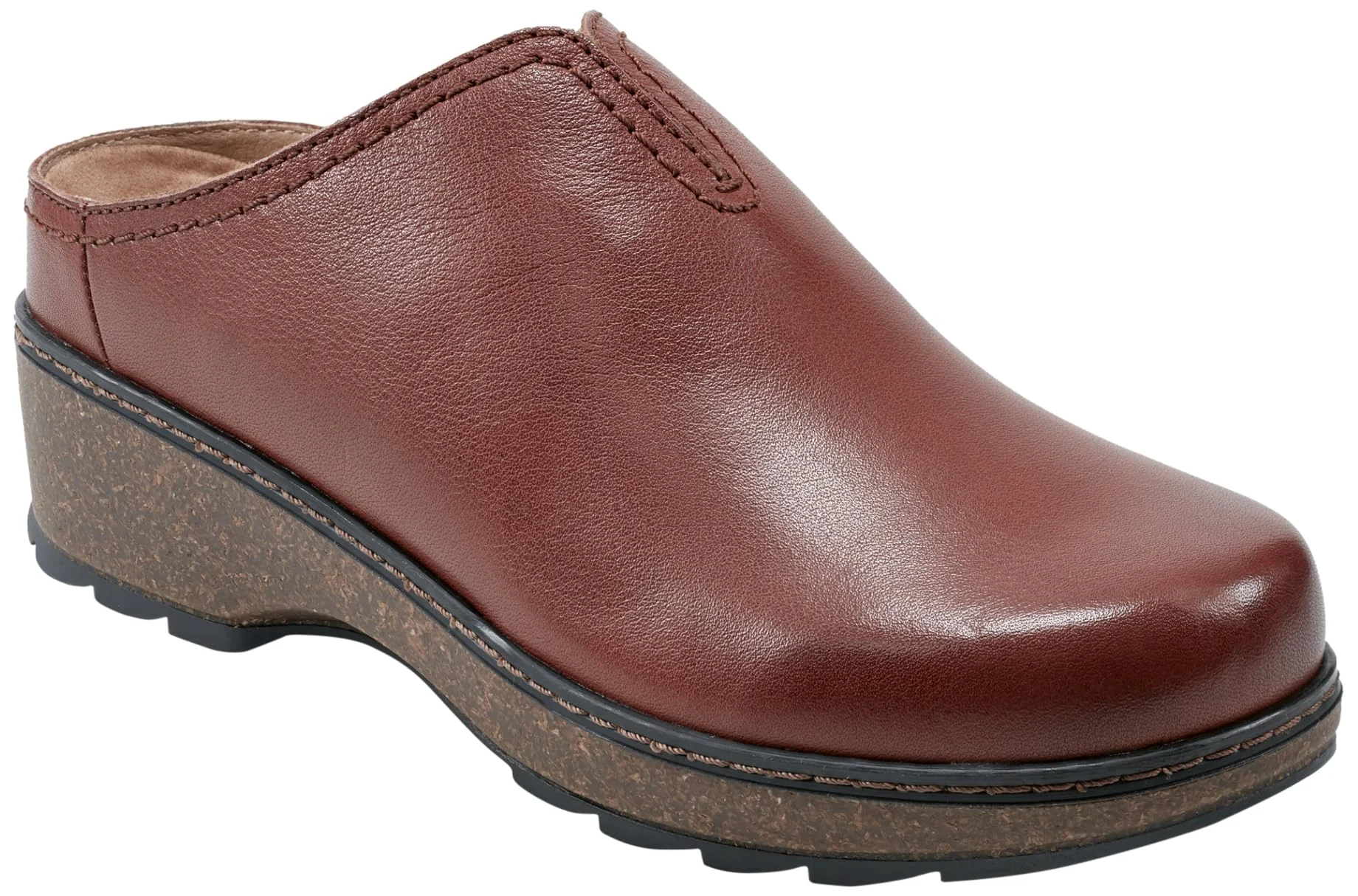 Earth reddish-brown leather clog