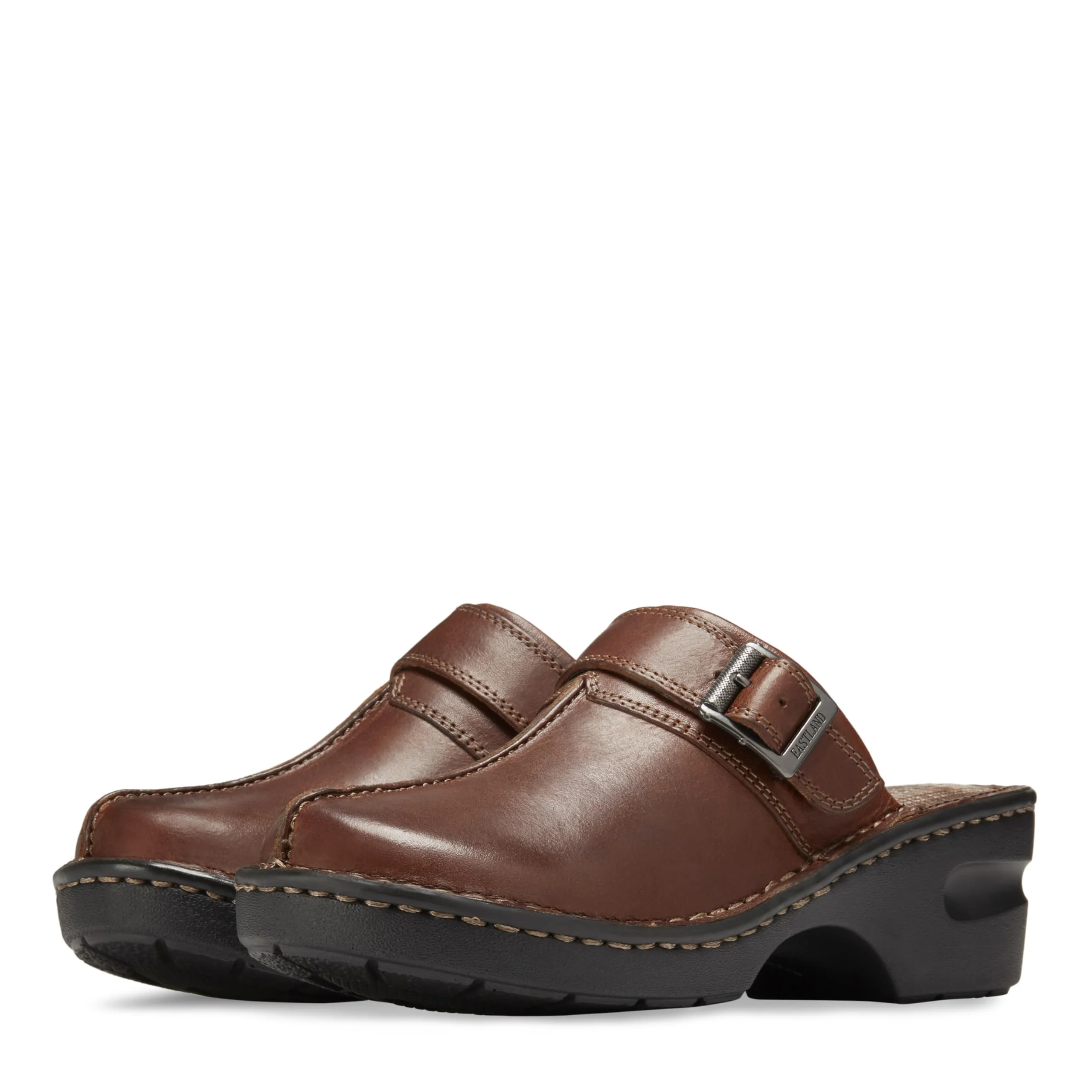 Eastland brown leather buckle clog photo 3