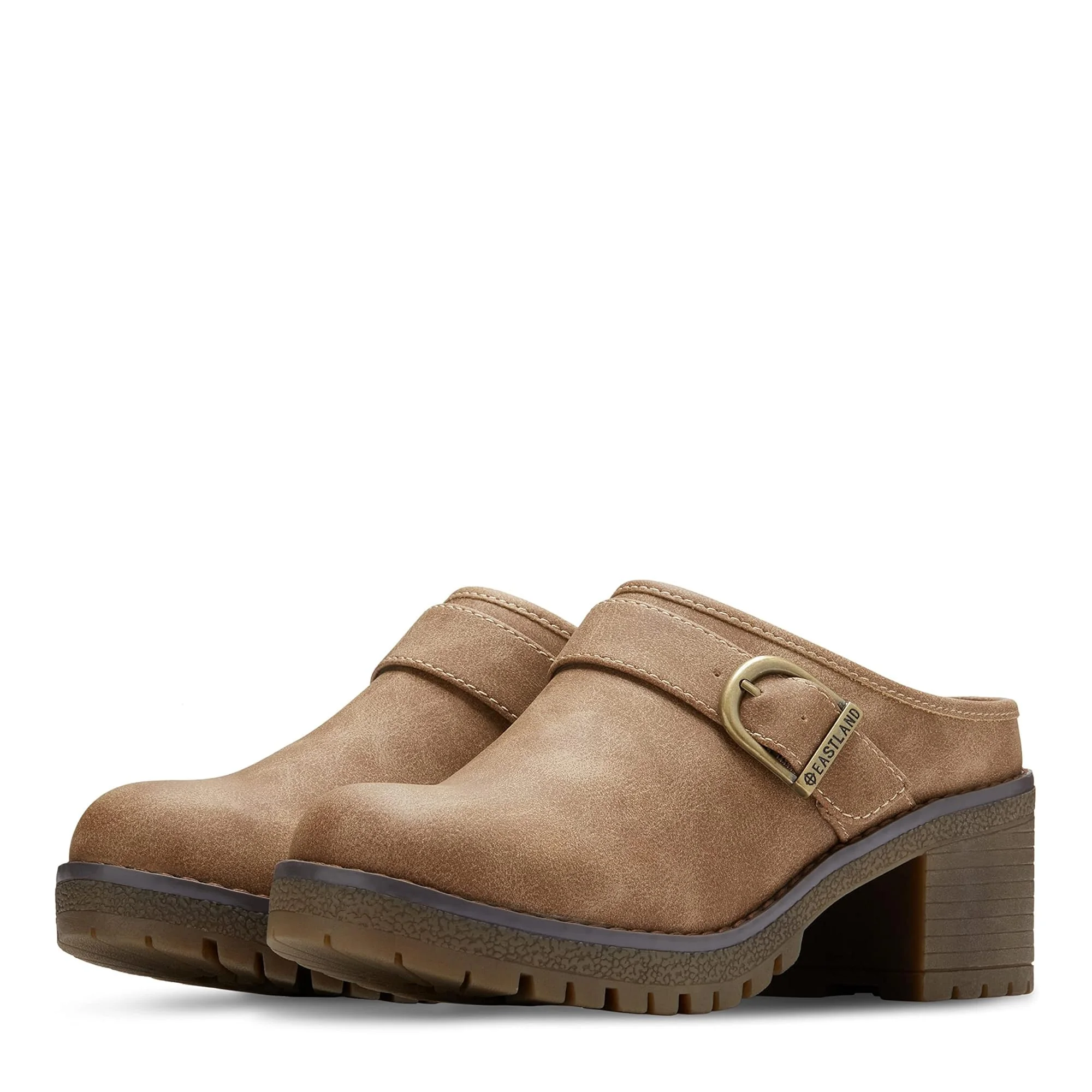 Eastland tan buckle clog