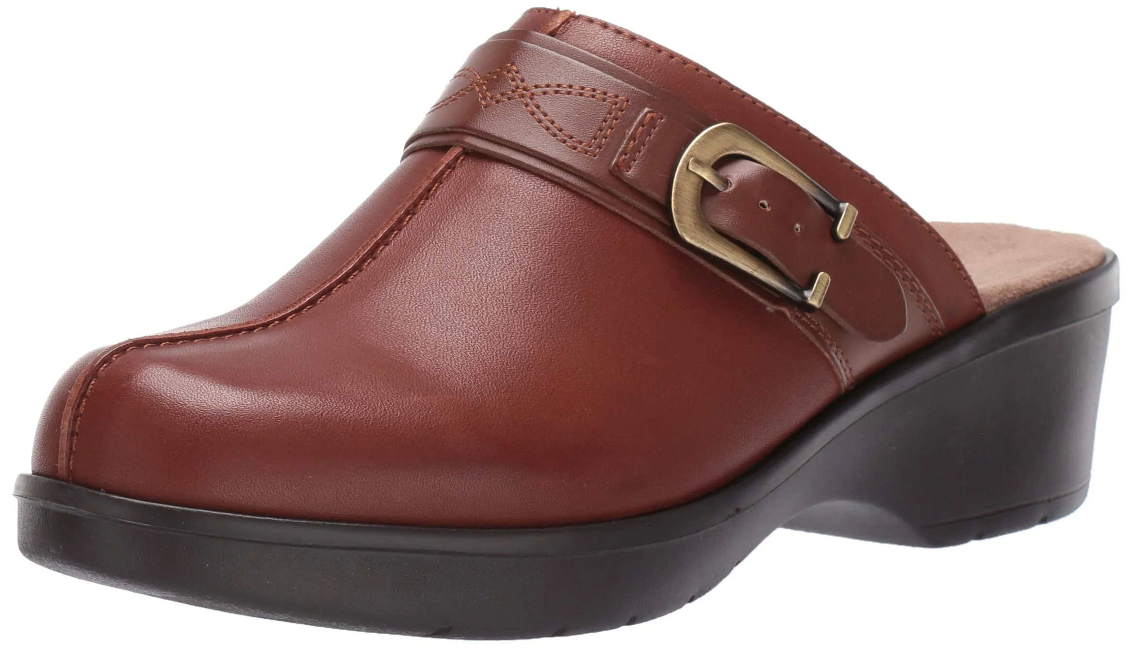 Easy Spirit reddish-brown buckle clog