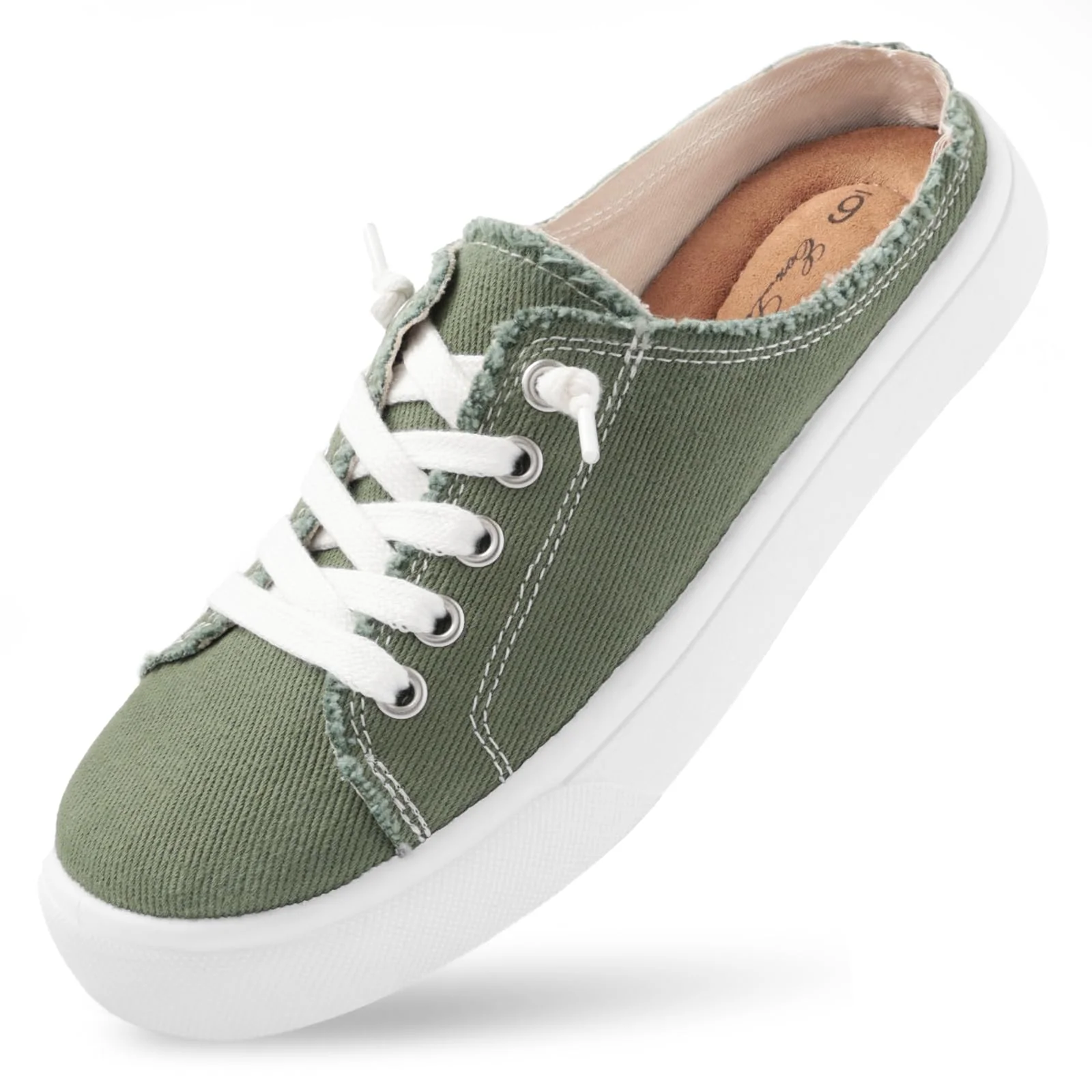 Sage Green Canvas Lace Mule Sneaker