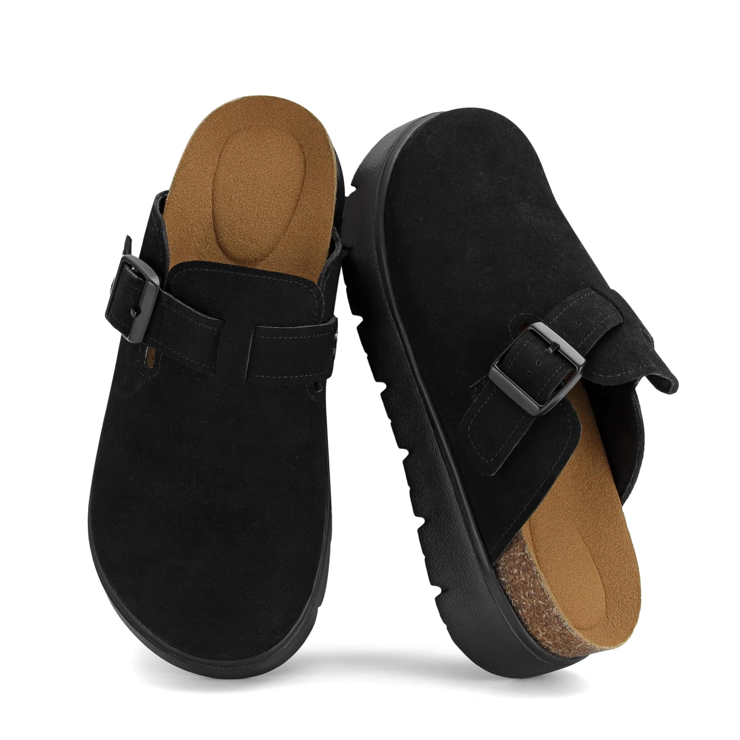 Black Suede Buckle Clog