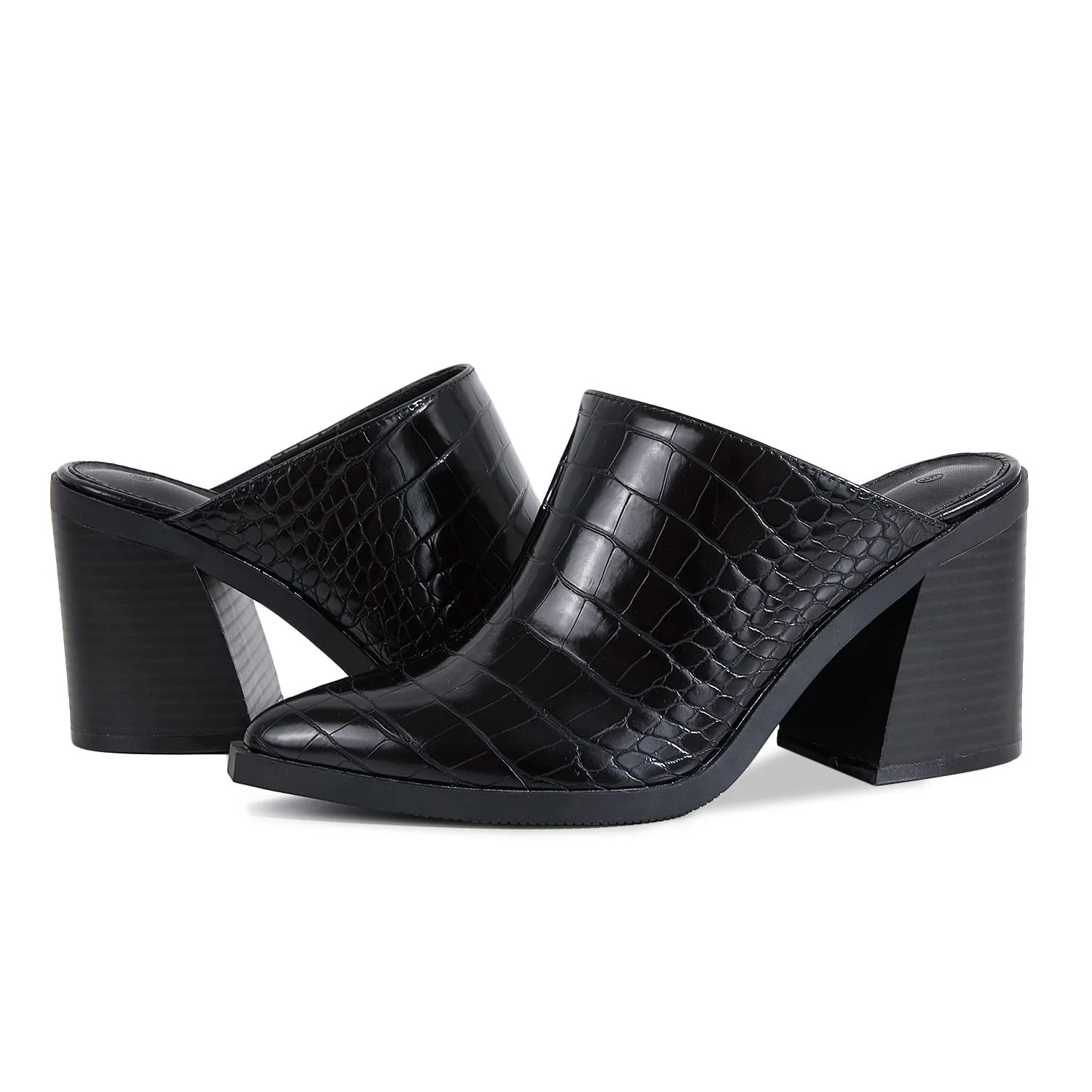 JeimPoey black croc-embossed heeled mule