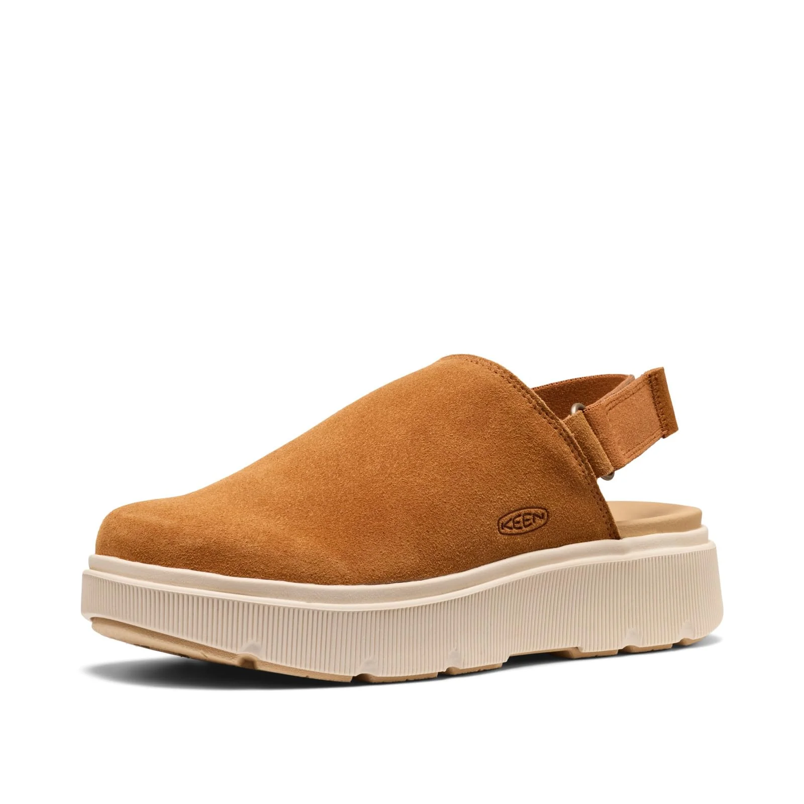 KEEN tan suede heel-strap clog