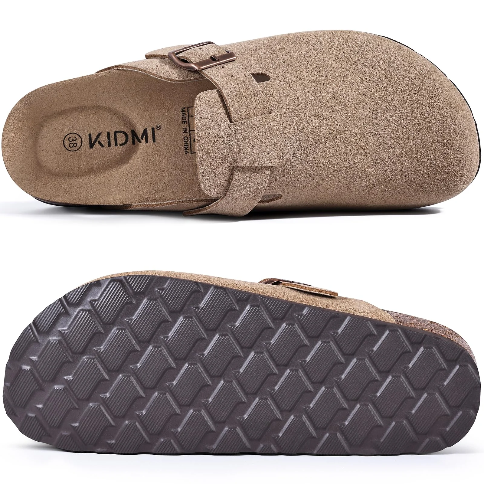 KIDMI beige suede buckle clog photo 3