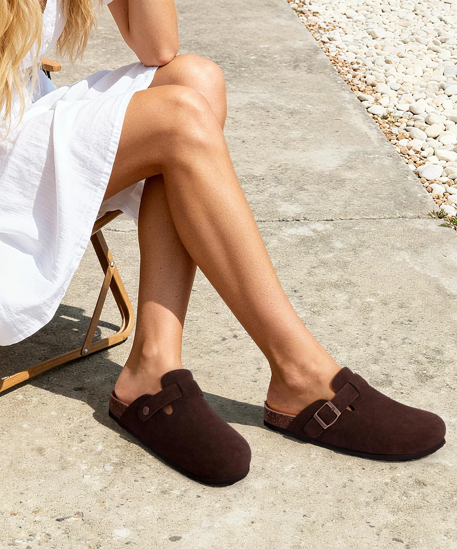 KIDMI dark brown suede buckle clog photo 3