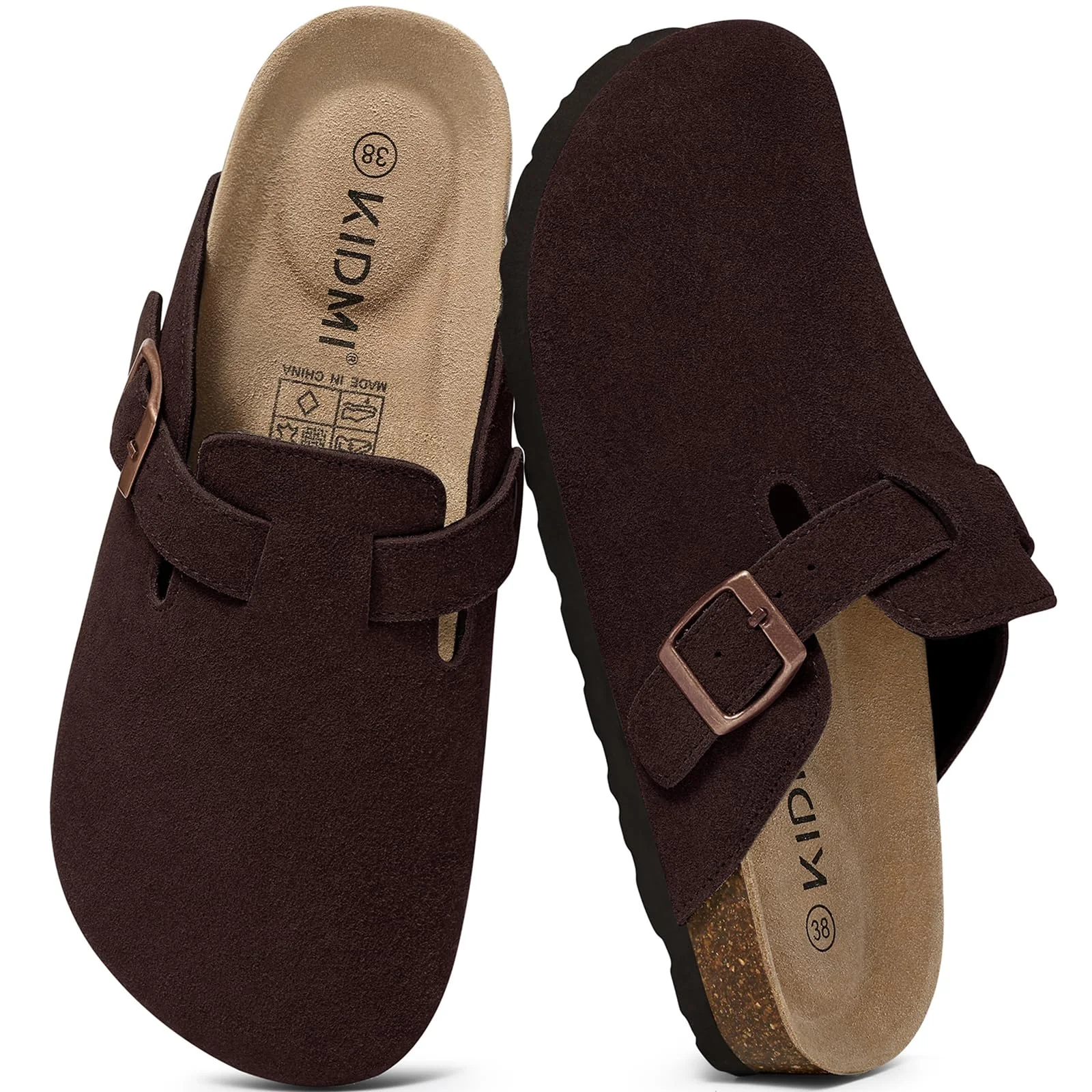 KIDMI Dark Brown Suede Buckle Clog
