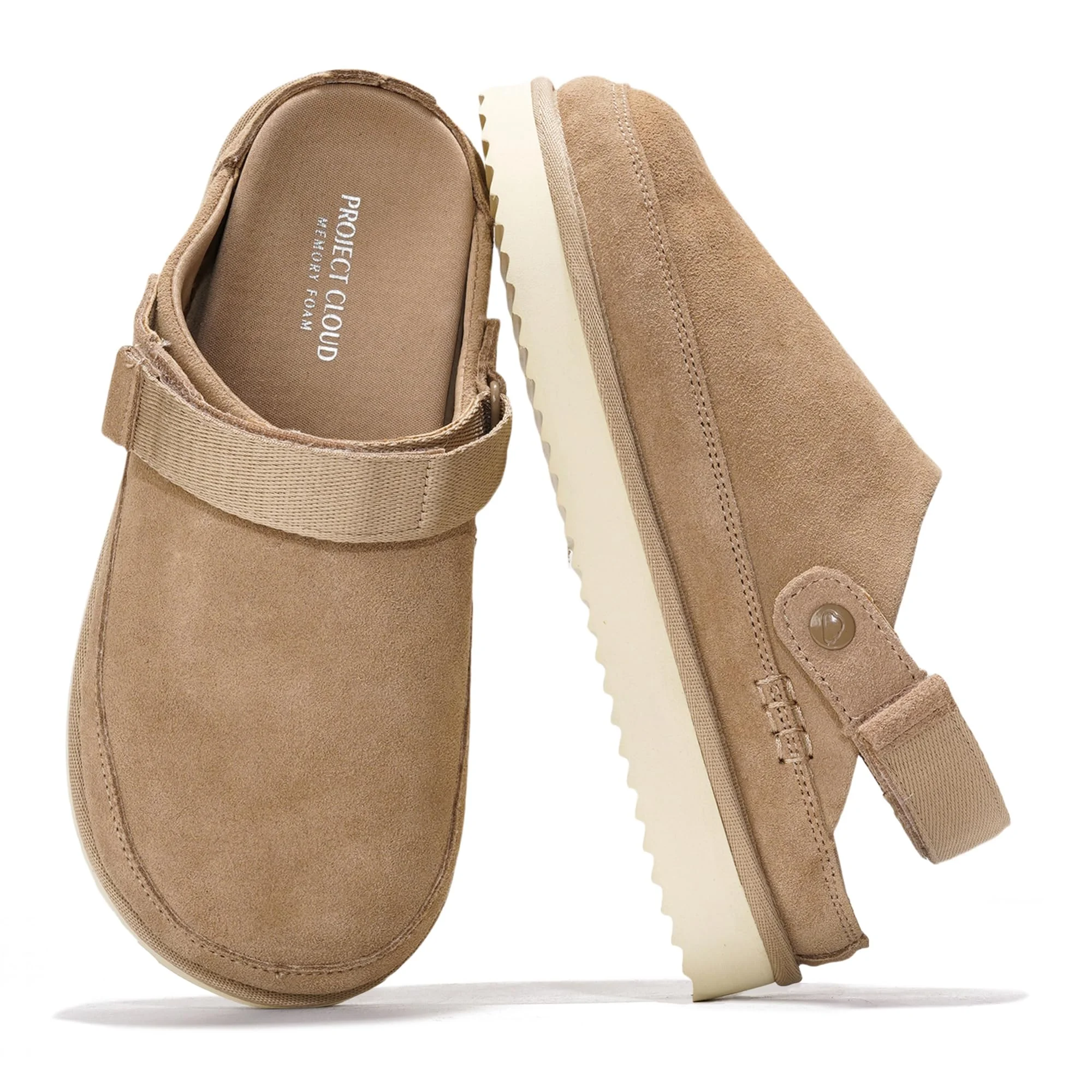 Project Cloud beige suede clog