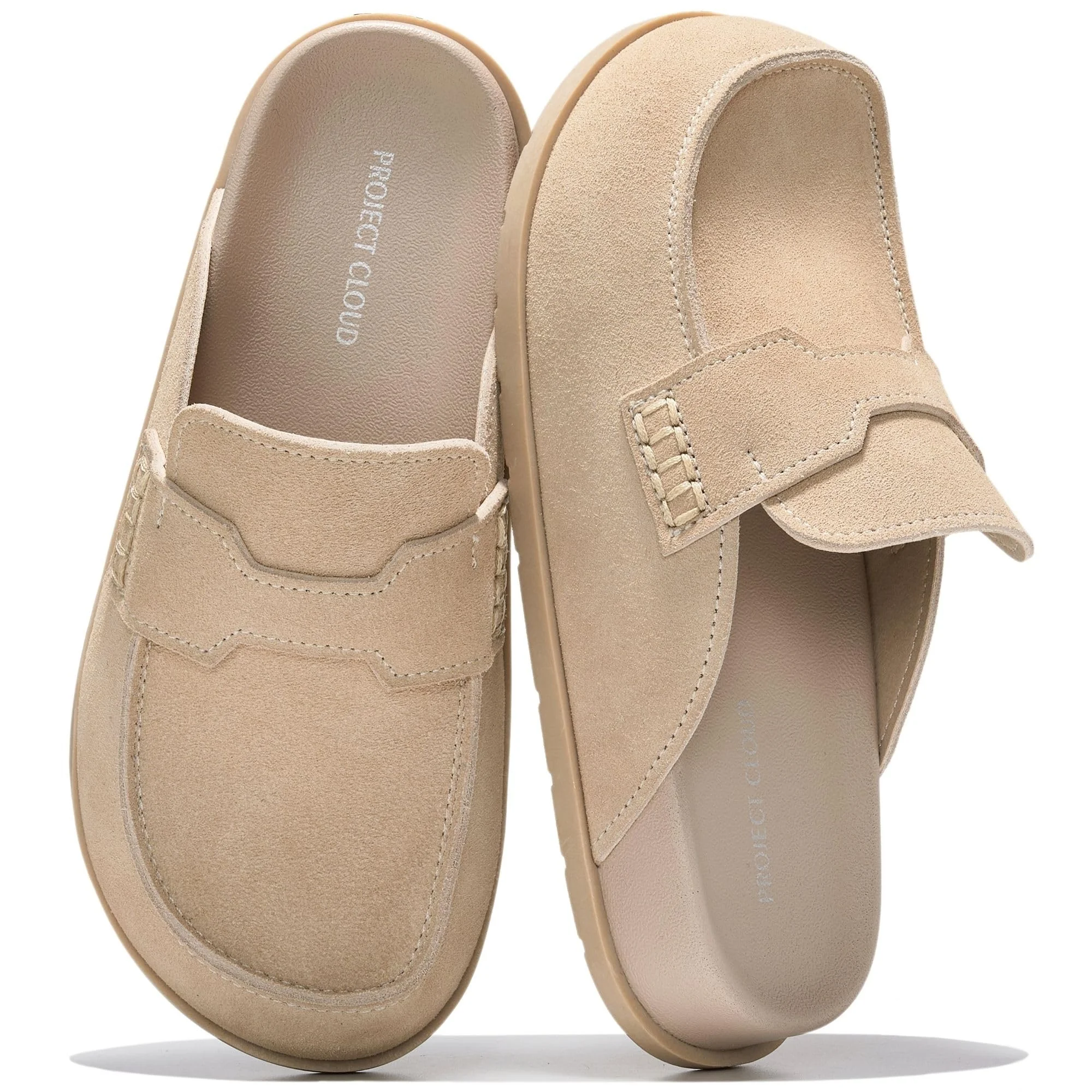 Project Cloud beige suede clog