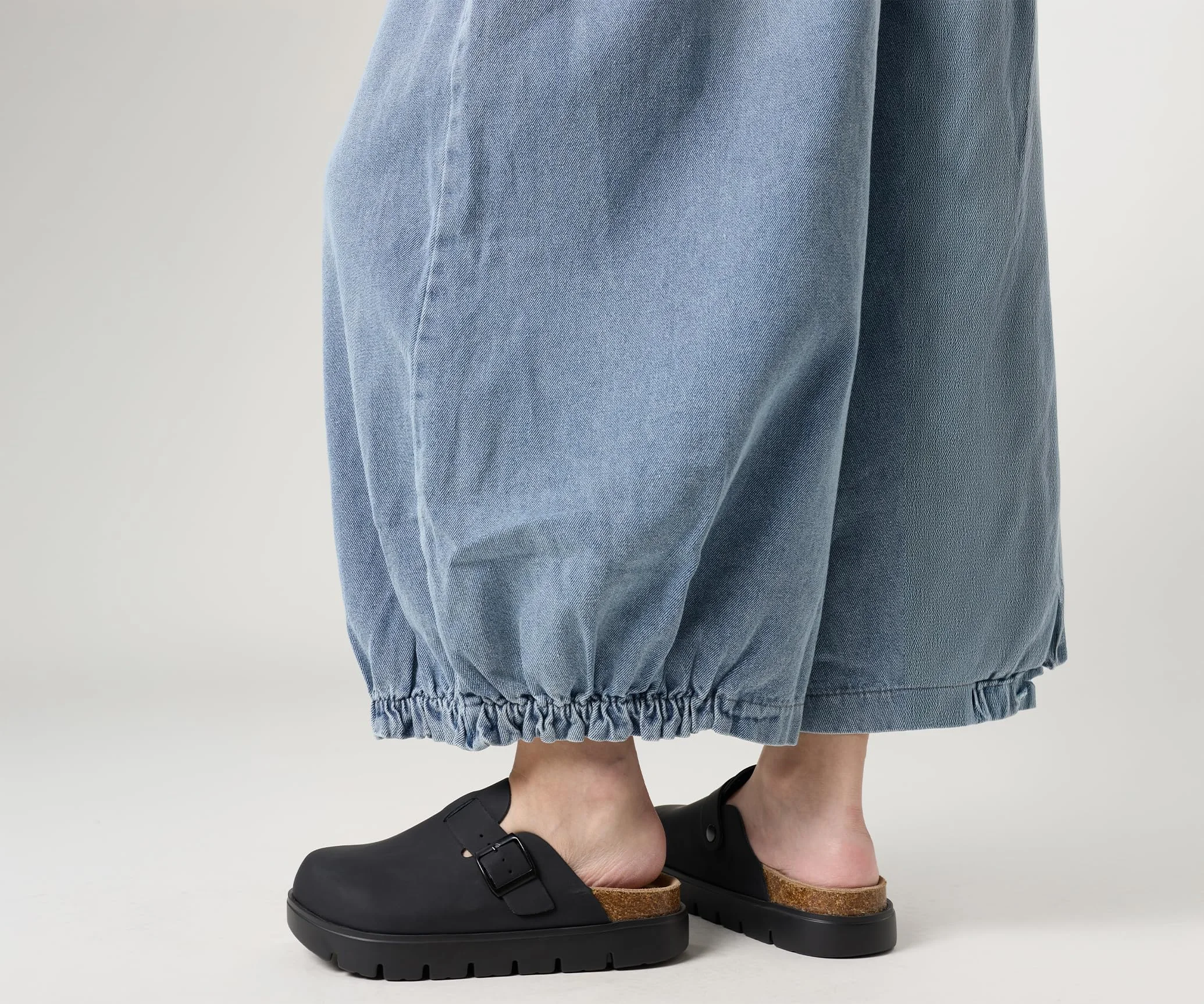 Project Cloud Black Leather Buckle Clog photo 2