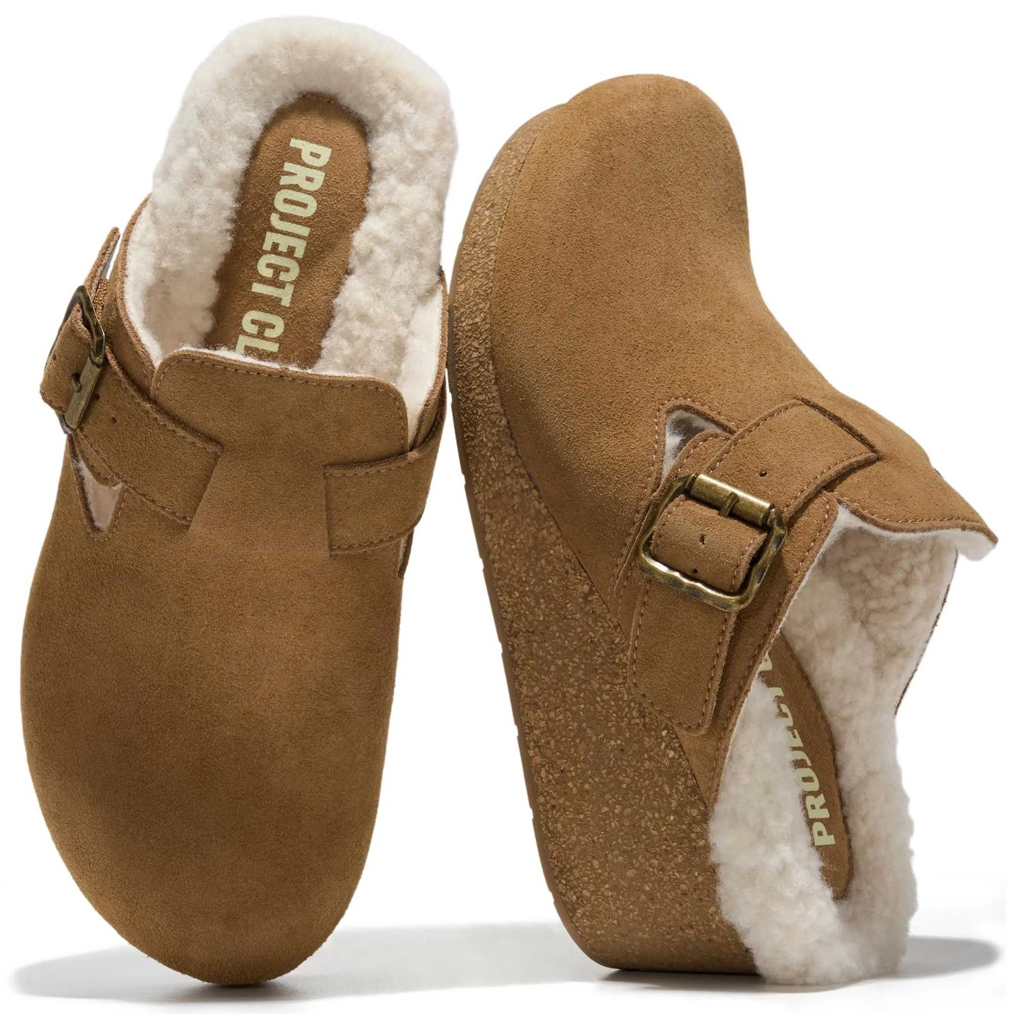 Project Cloud Tan Fur-Lined Platform Clog