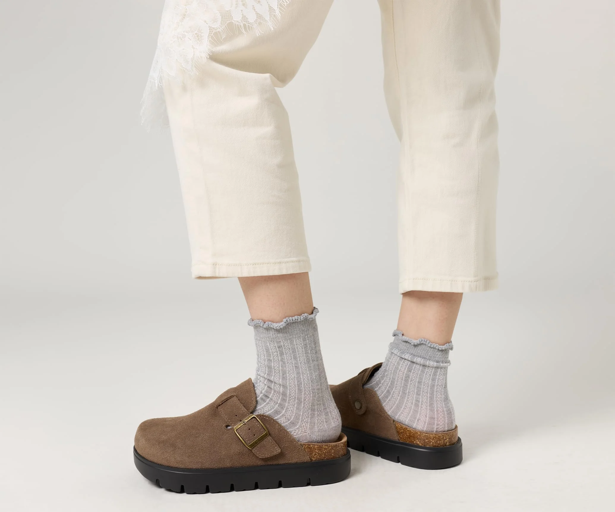 Project Cloud taupe suede chunky-sole clog photo 2