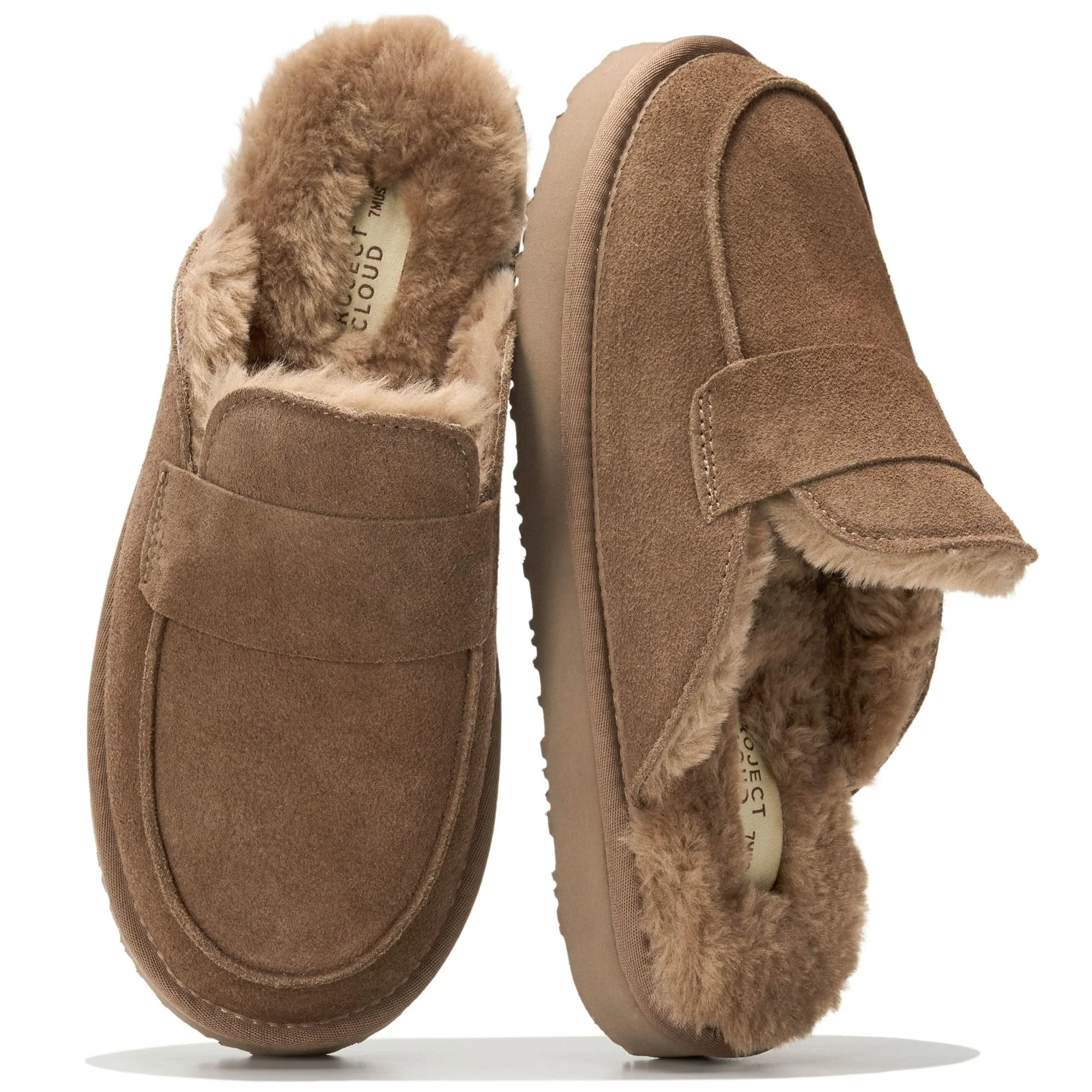Project Cloud Brown Fuzzy Loafer Mule