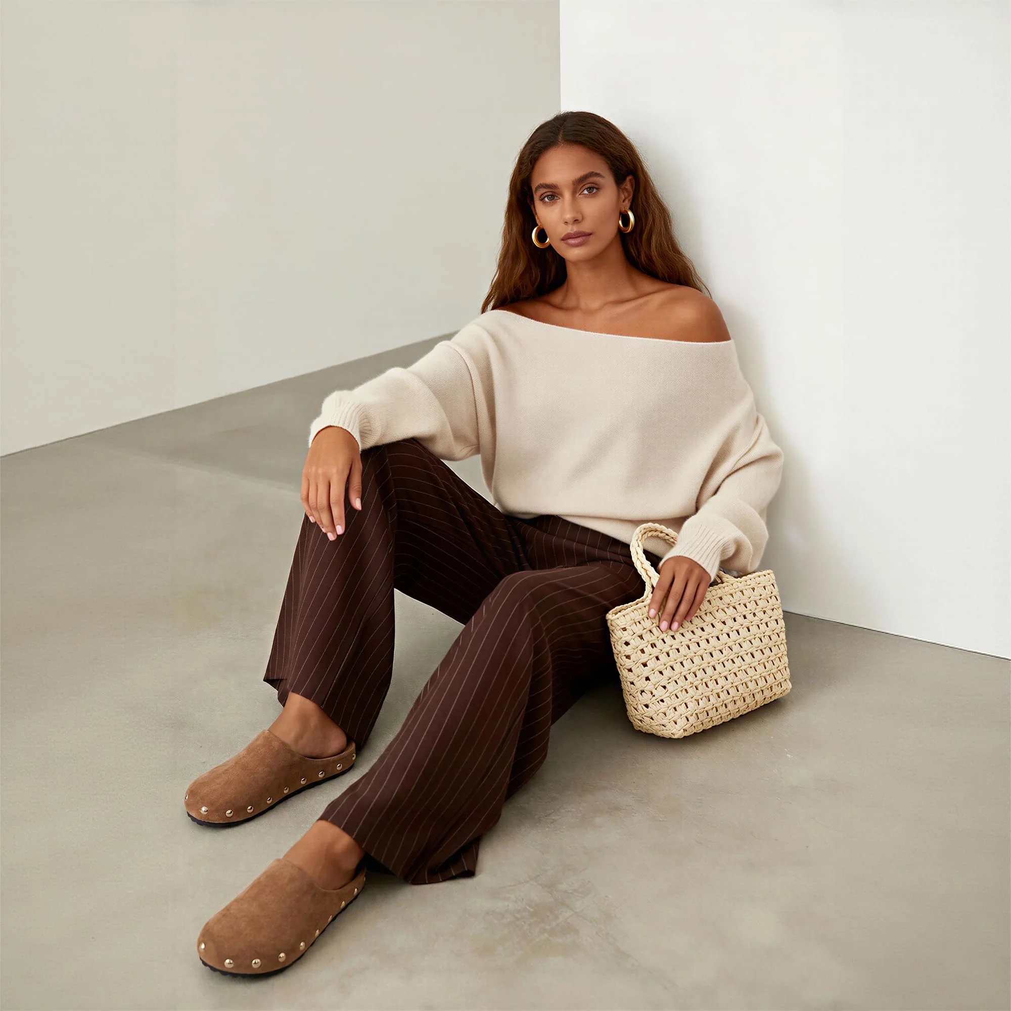 QIY Tan Studded Suede Clog photo 3