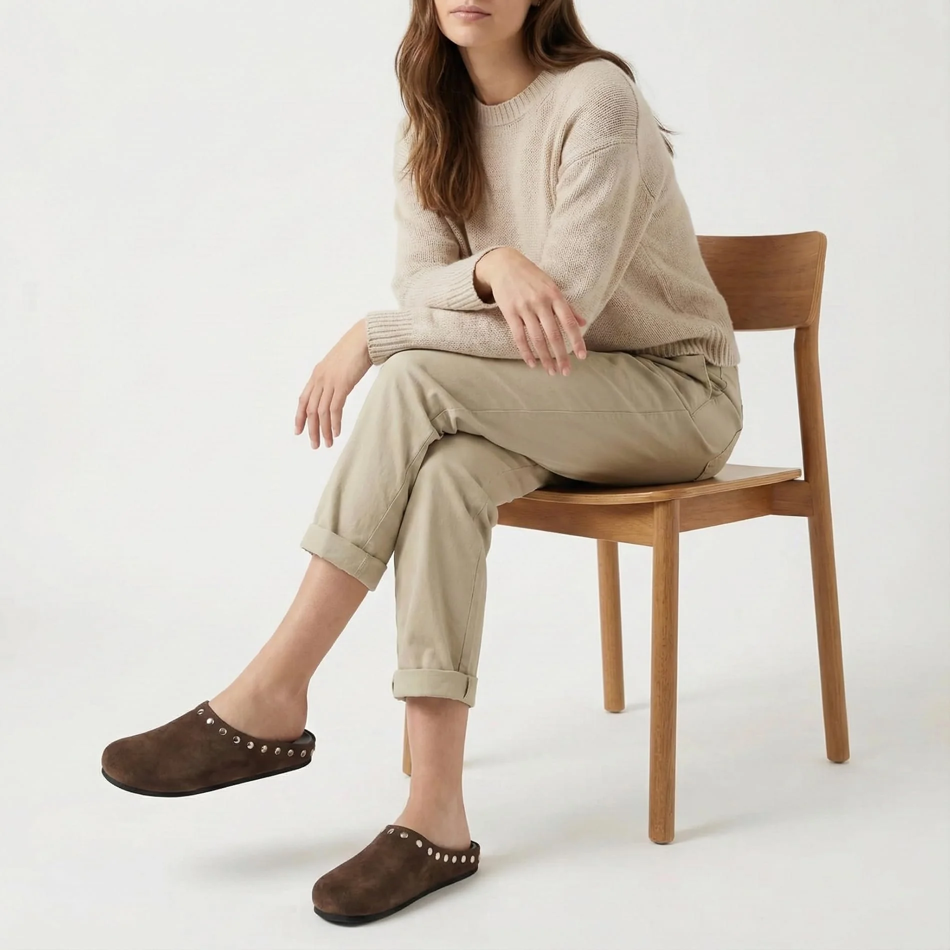 RBTHOLP brown suede studded clog photo 4
