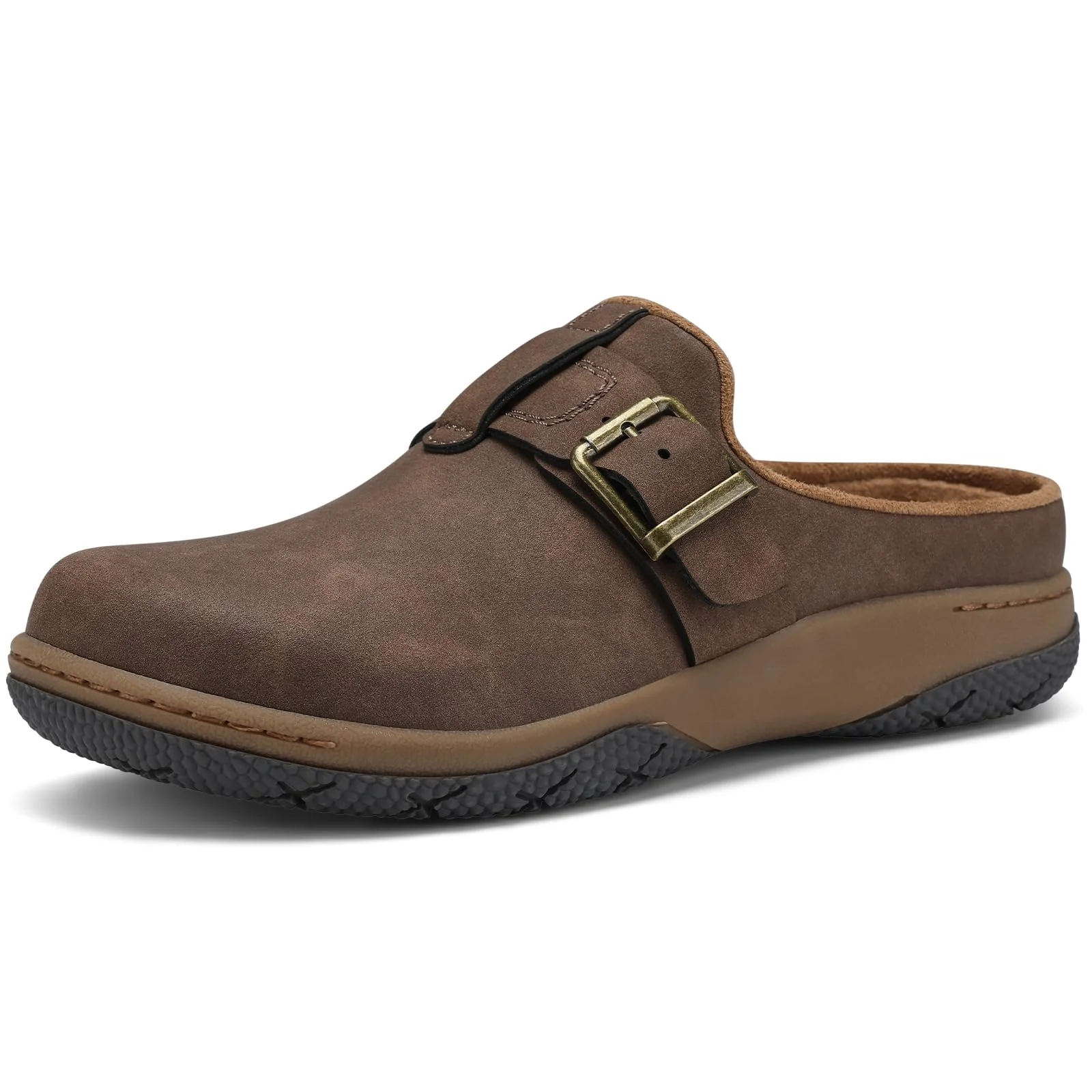SHIBEVER Brown Buckle Clog