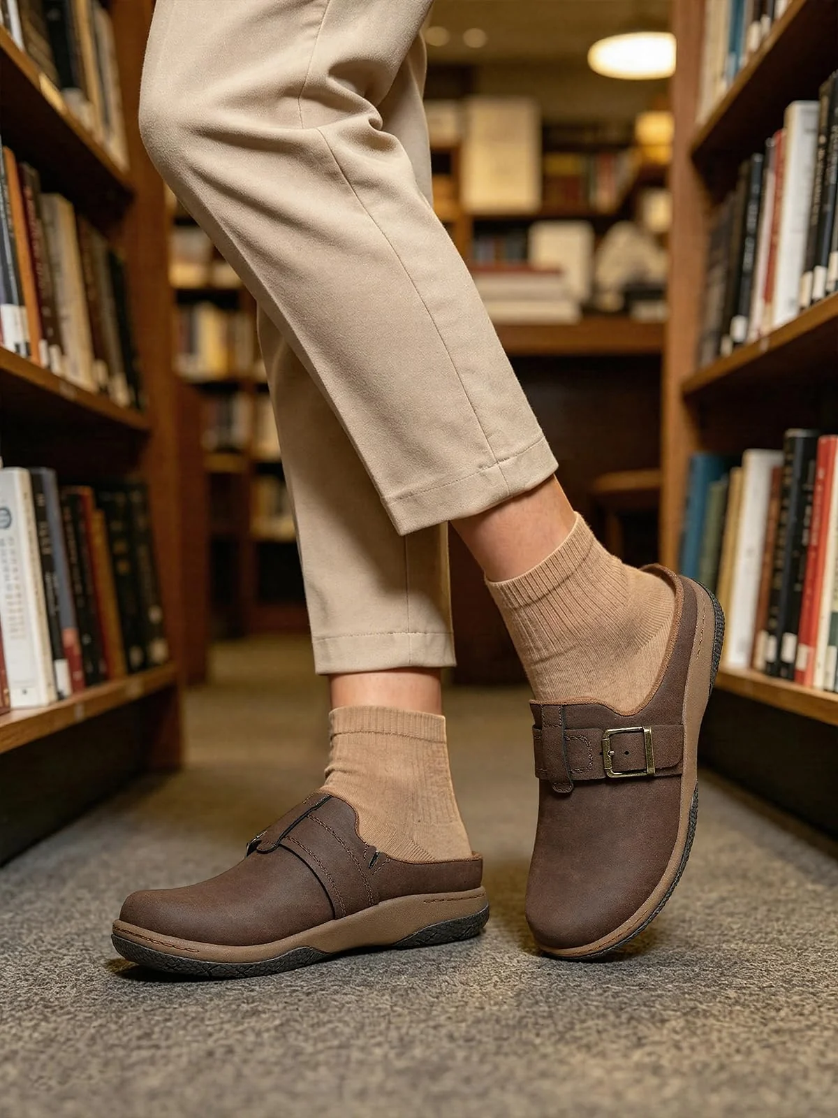 SHIBEVER Brown Buckle Clog photo 3