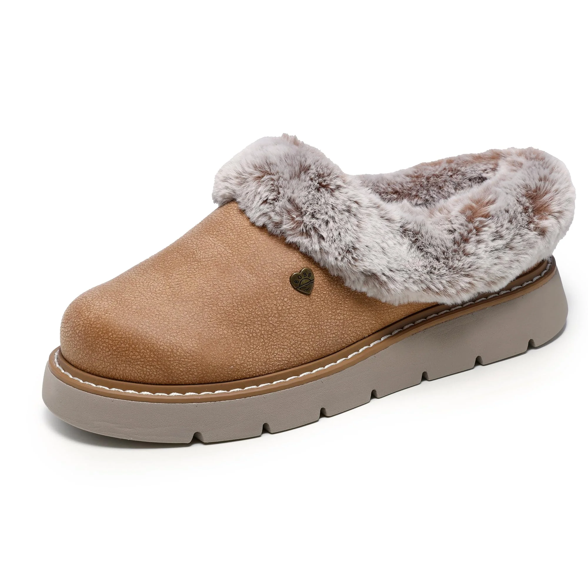 Skechers tan fur-lined mule