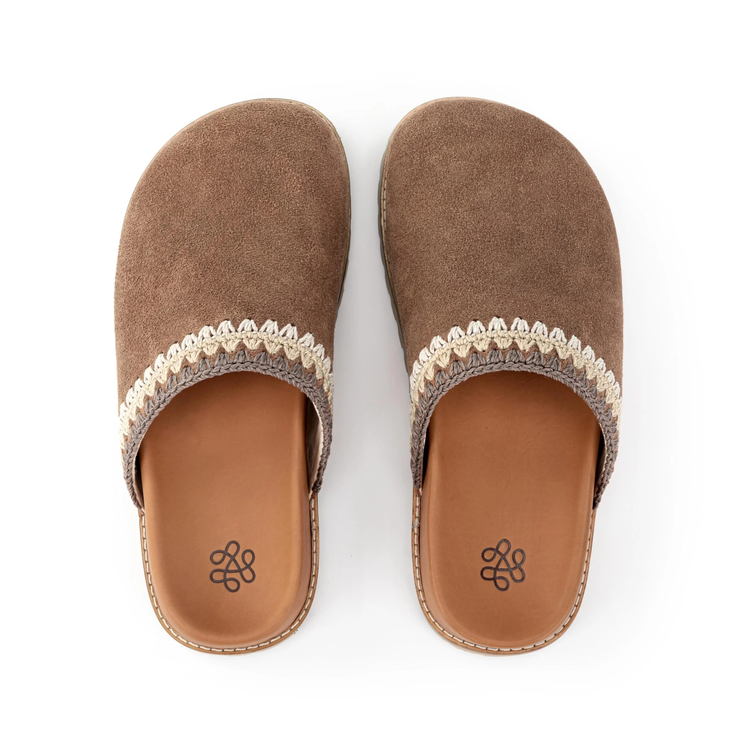 The Sak brown suede crochet-trim clog photo 3