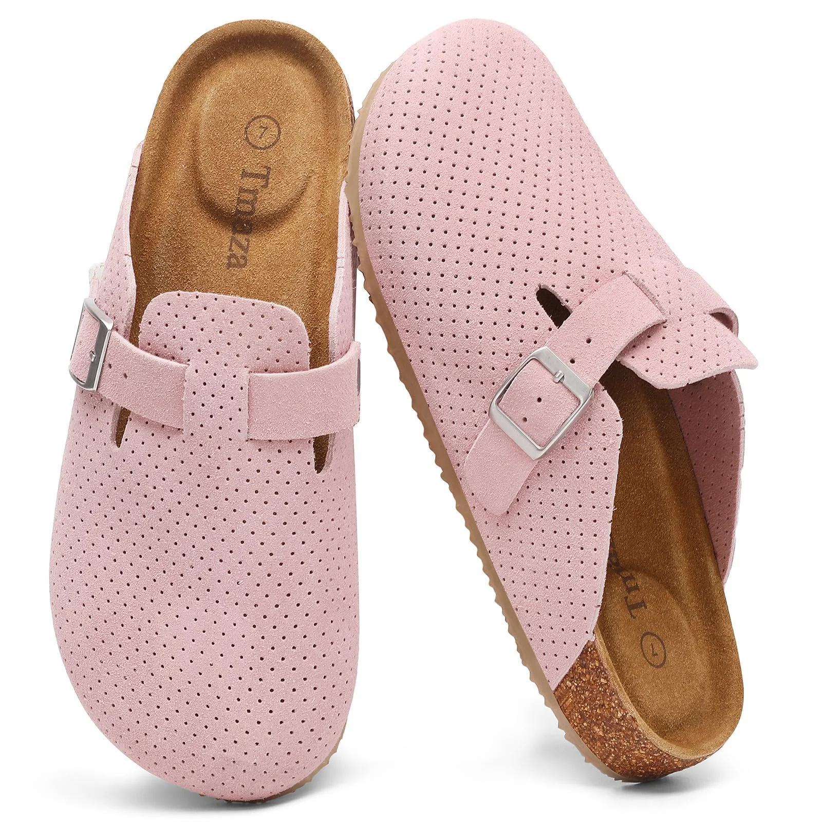 Pink Perforated Buckle Clog