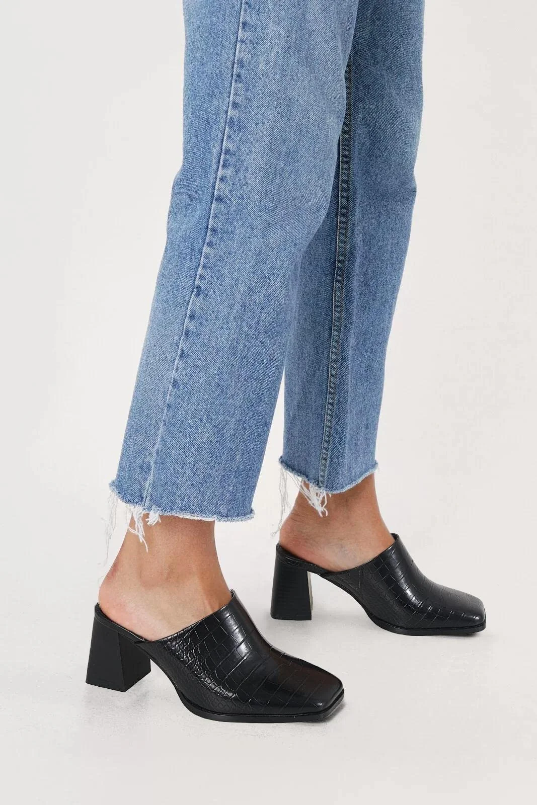 Trish Lucia black croc-embossed heeled mule photo 2