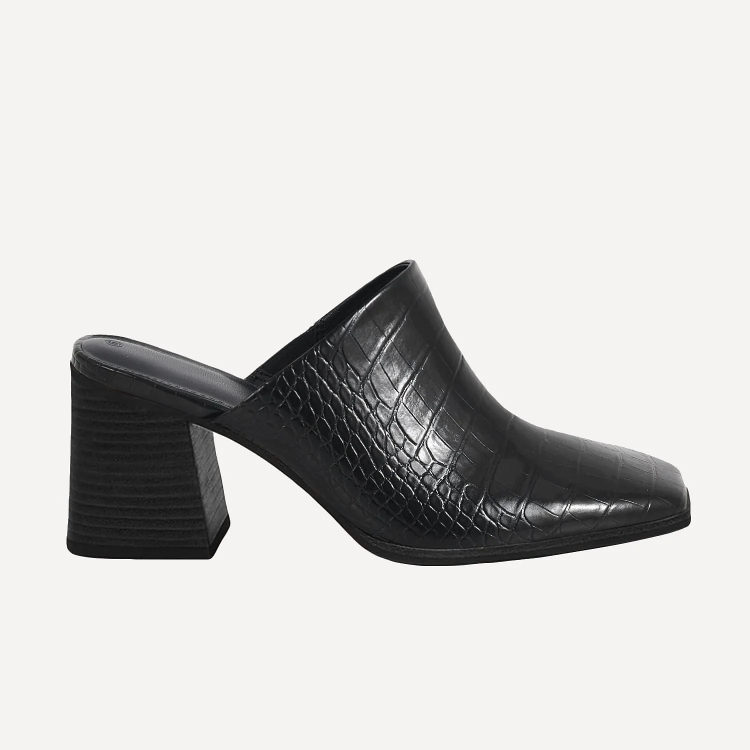 Trish Lucia black croc-embossed heeled mule photo 3