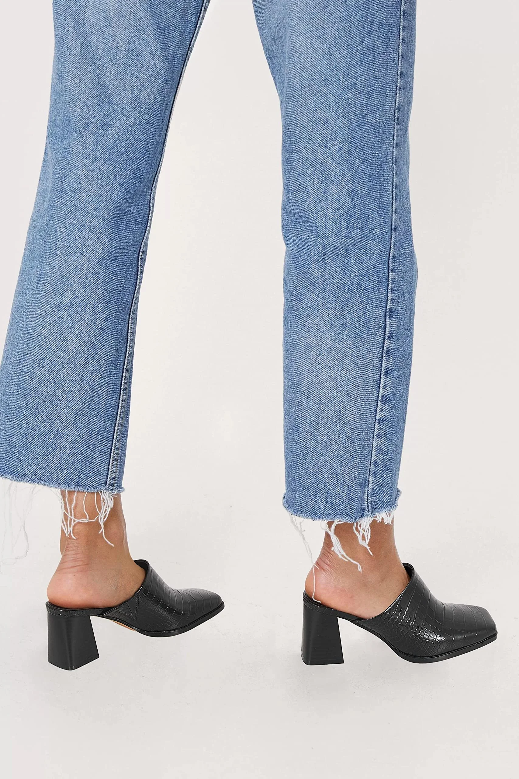 Trish Lucia black croc-embossed heeled mule photo 4