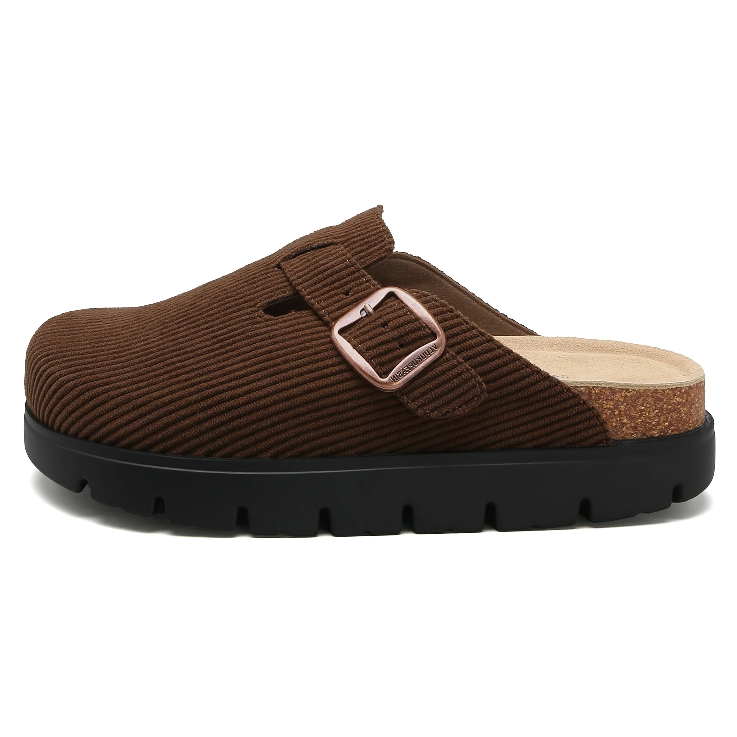 VLUUKUPFASIN Brown Corduroy Buckle Clog photo 3