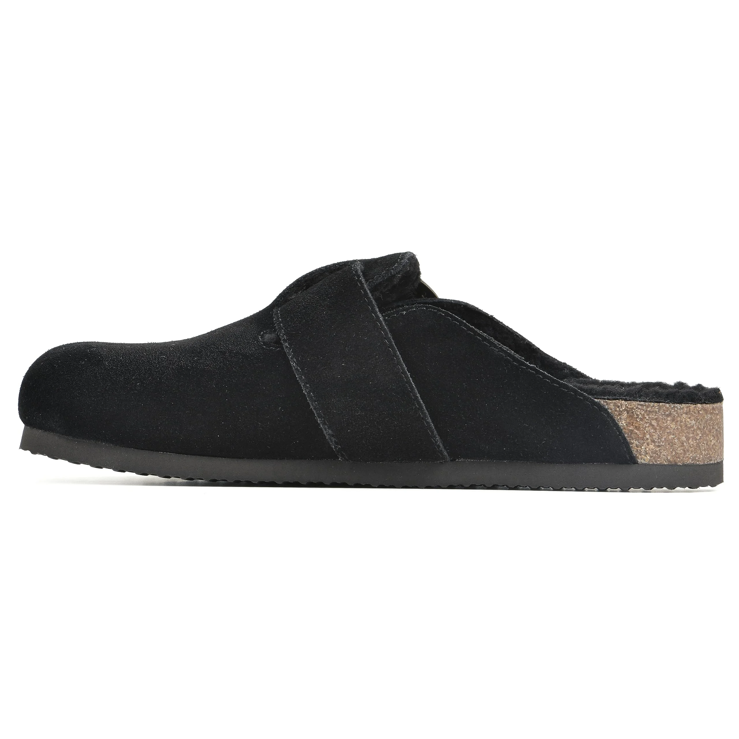 White Mountain black suede buckle clog photo 4