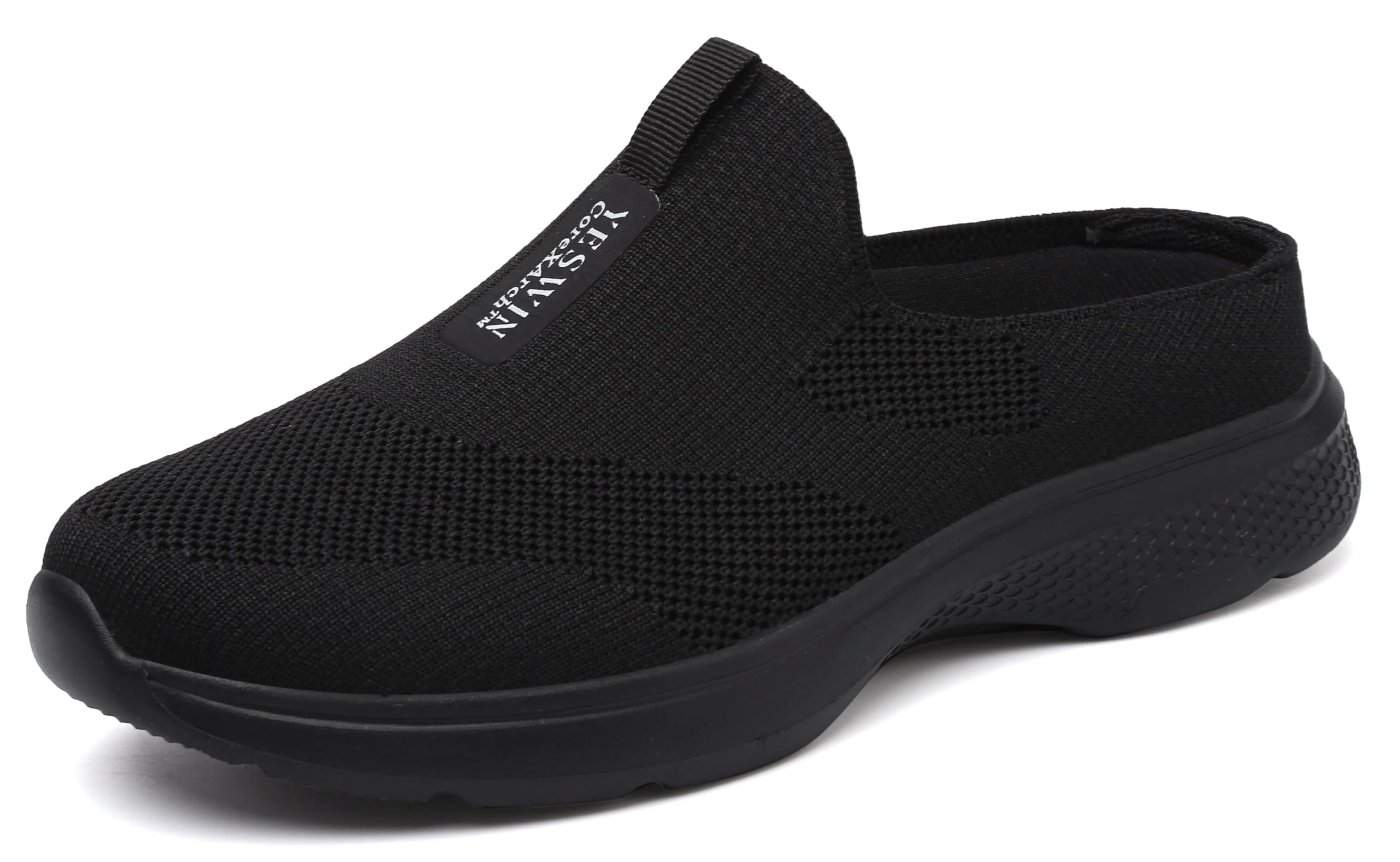Black Knit Slip-On Mule Sneaker